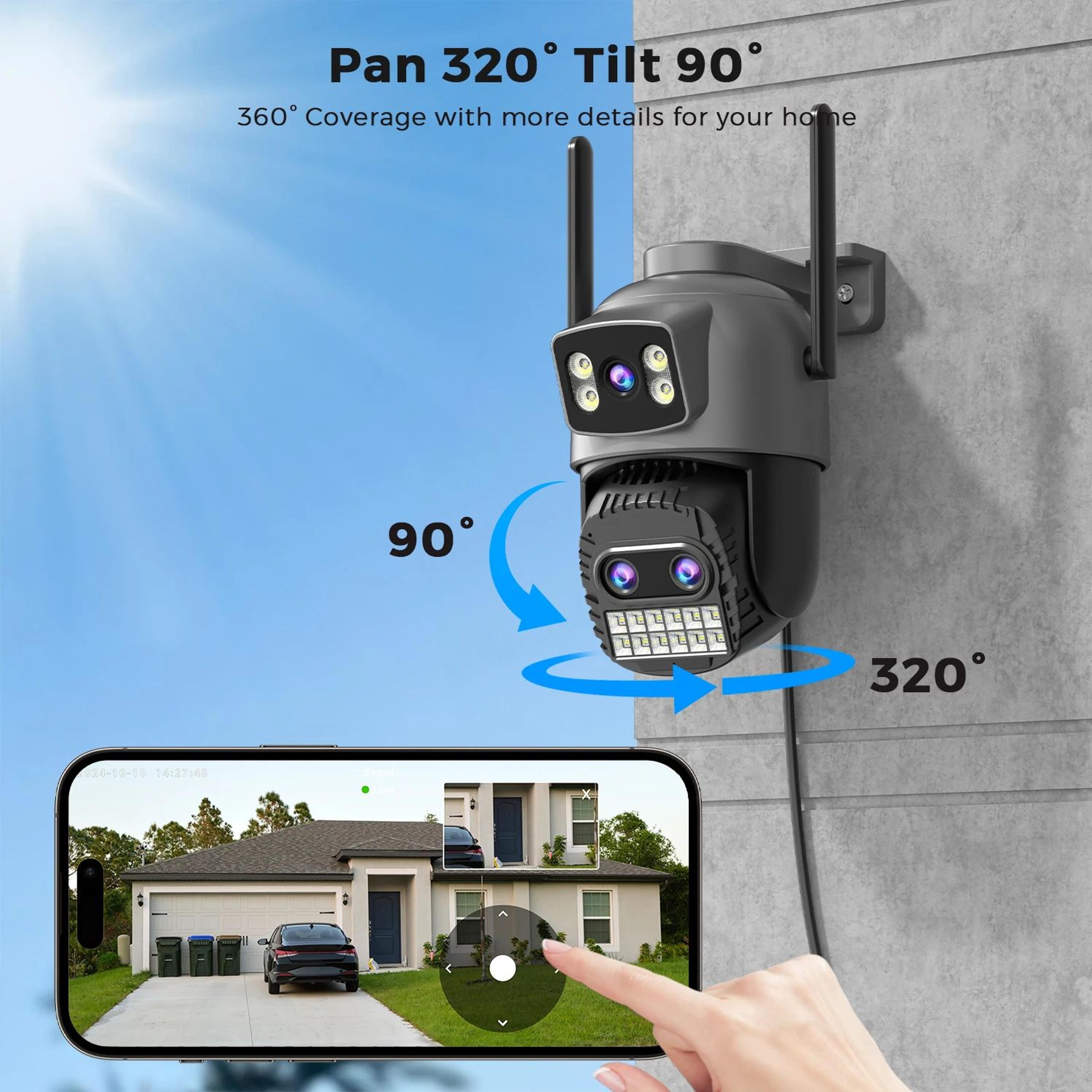 BESDER 15MP WiFi PTZ Outdoor Security Camera  Dual Screen TriLens 10X Zoom Color Night Vision IP66  2
