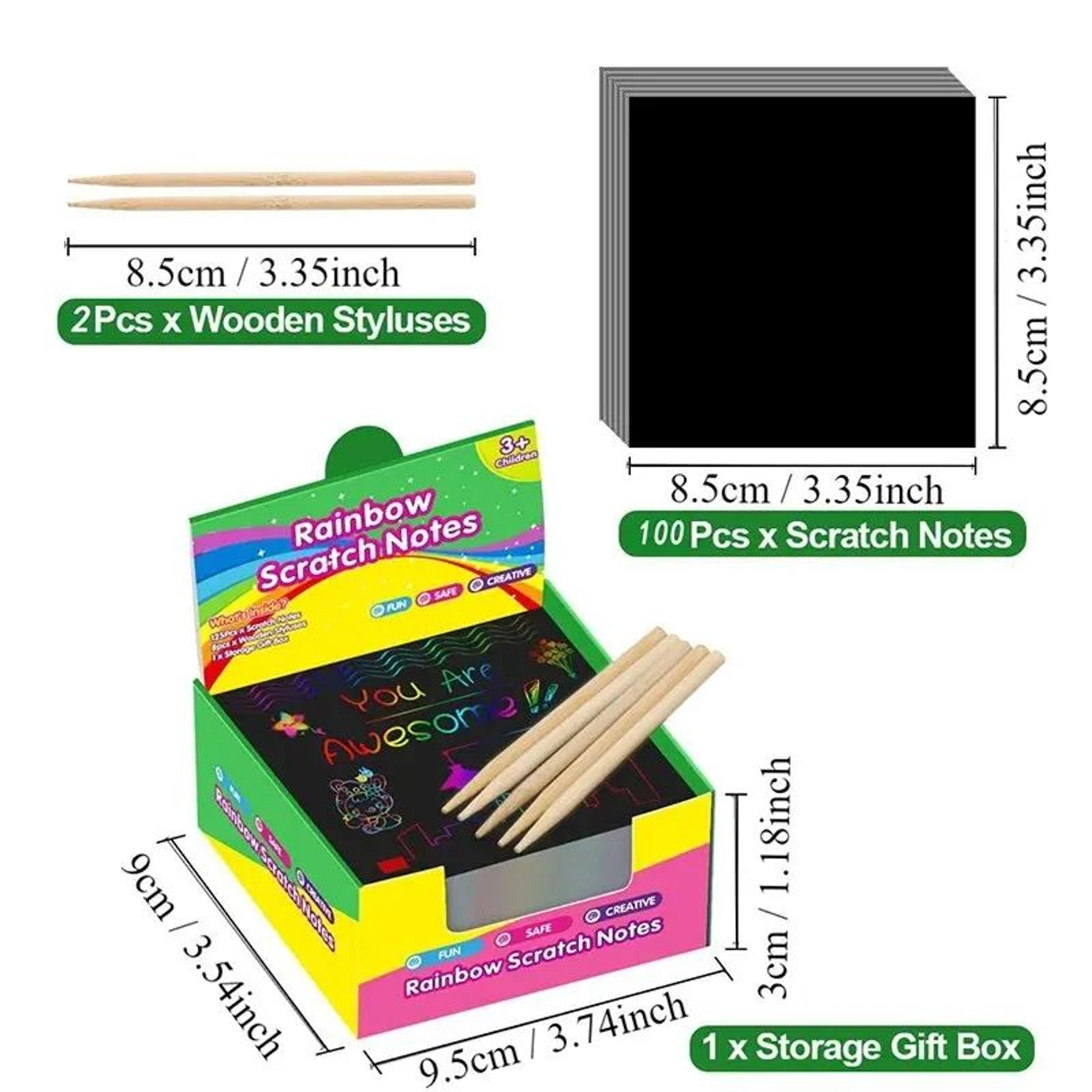 100 Pcs Rainbow Scratch Art Note Cards Set Dazzling DIY Scratch Painting Kit For Kids TeensParentCh 1