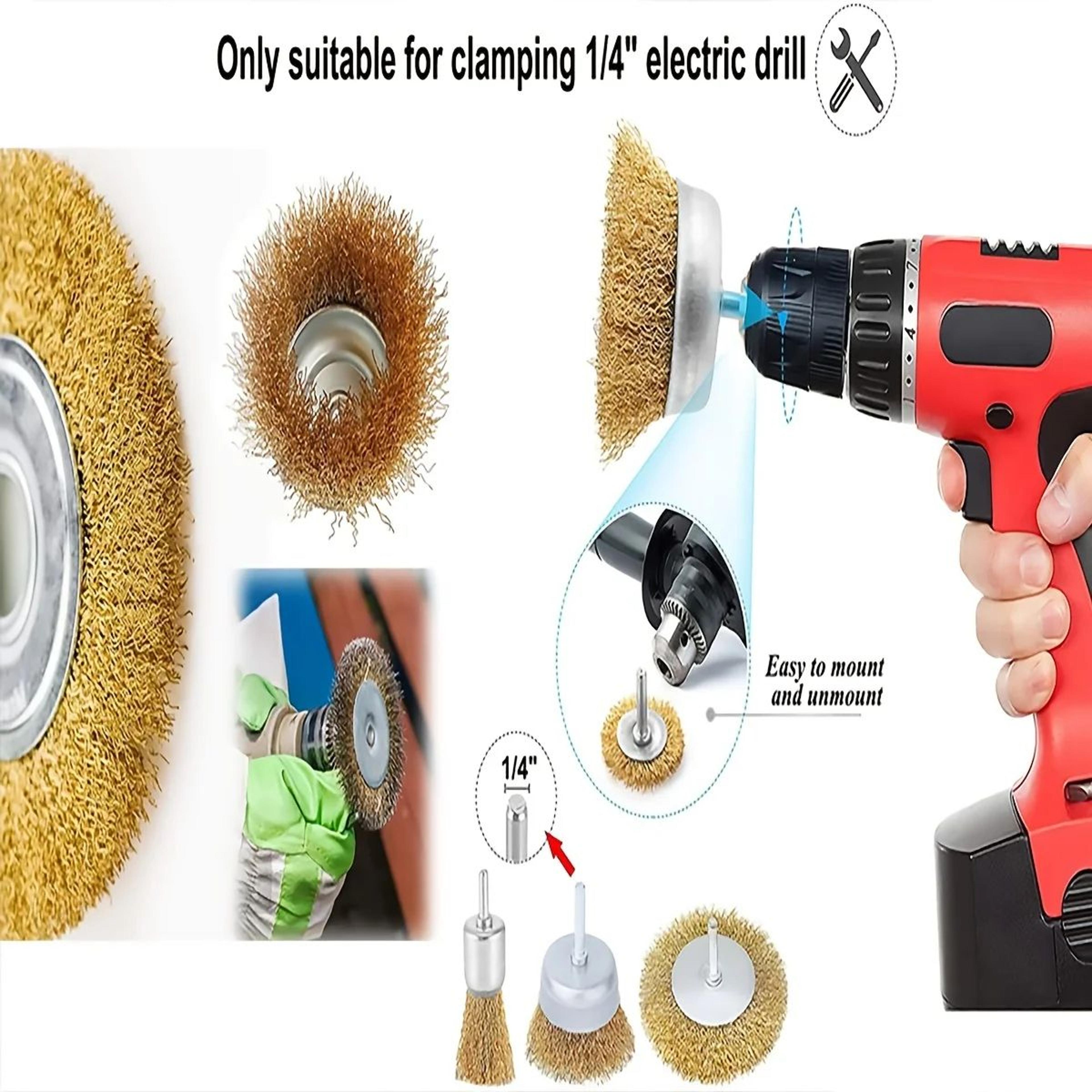 10Pack Wire Brush Wheel  Cup Set  Coarse Crimped Steel Rust Remover For Drill 14 In Shank Cleaning  2