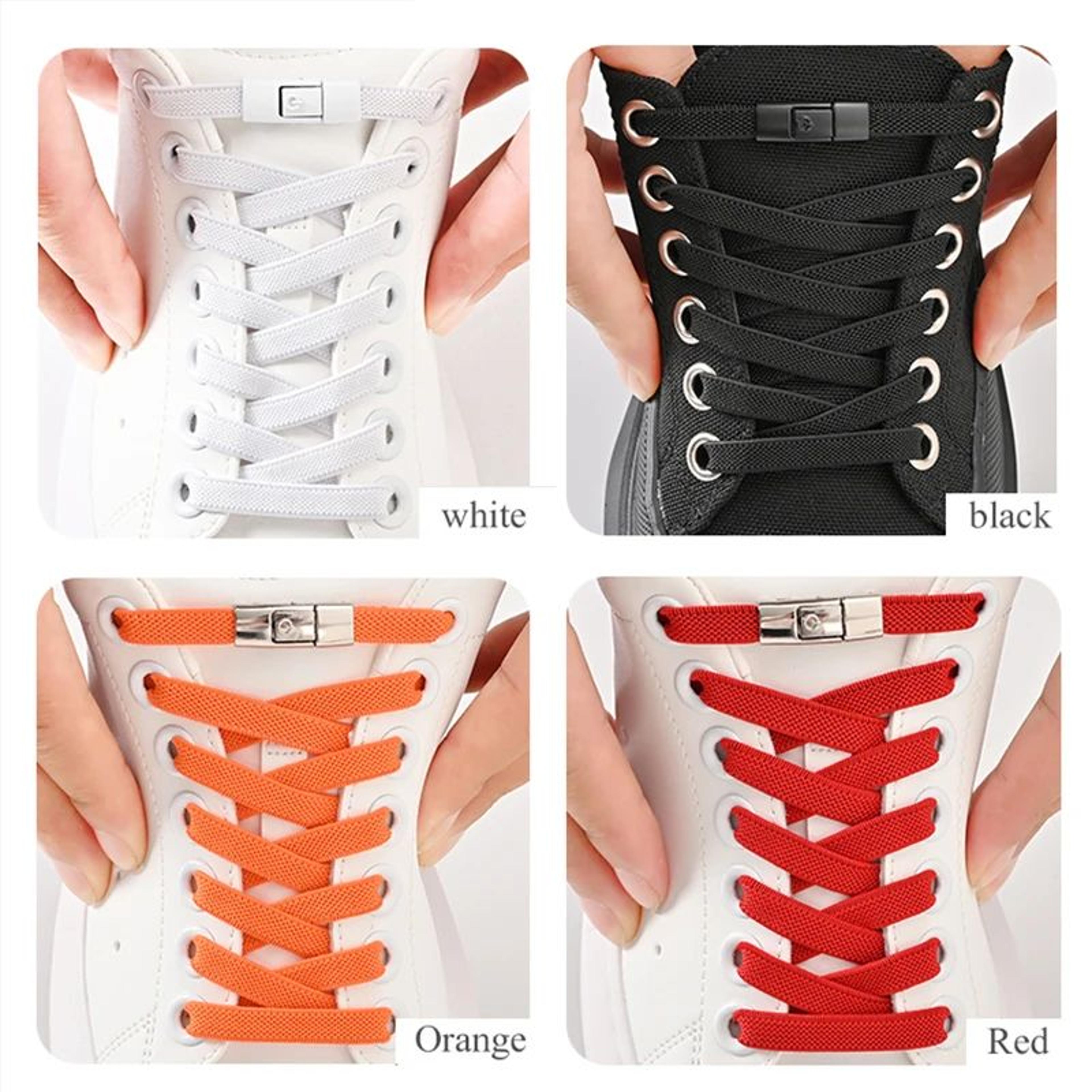 NoTie Elastic Shoelaces With Metal Press Lock  Flat Sneaker Laces For Kids  Adults Quick Lace Syste 4