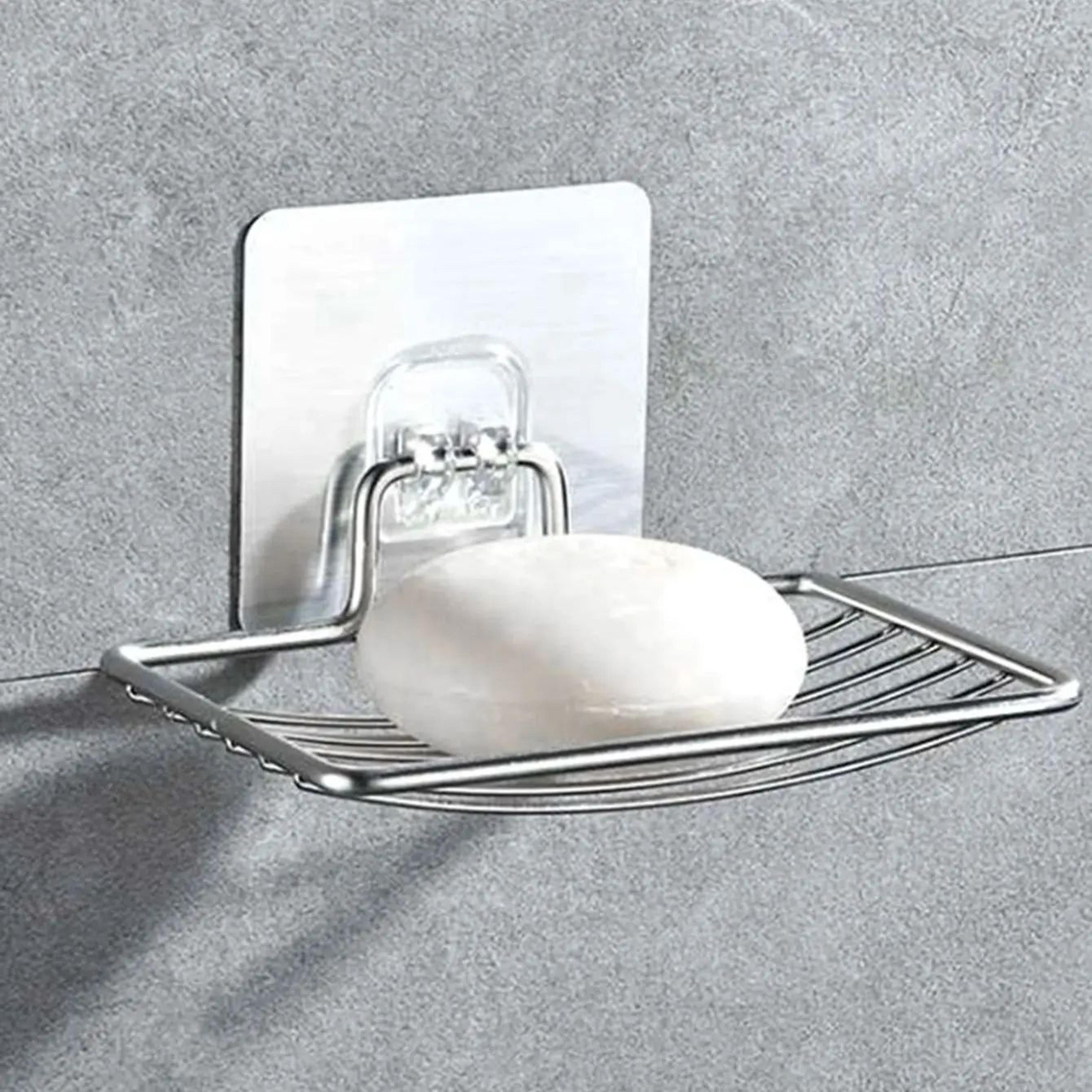 Stainless Steel Soap Holder With Suction Cup  PunchFree Wall Mounted Soap Dish Rack Drain Design Lu 11