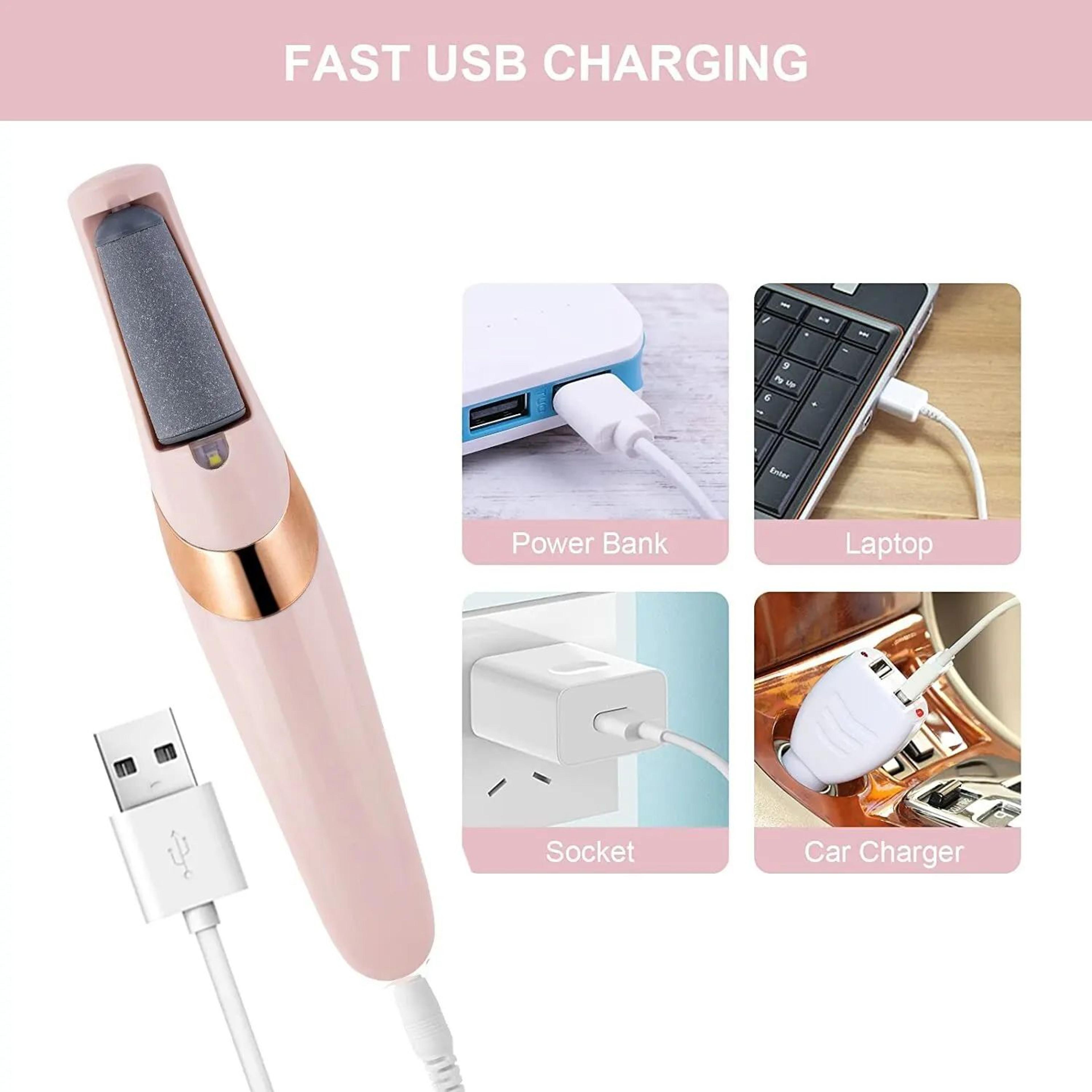 Rechargeable Electric Foot File Callus Remover Pink  Portable Pedicure Foot Grinder 85Min Runtime 1 10