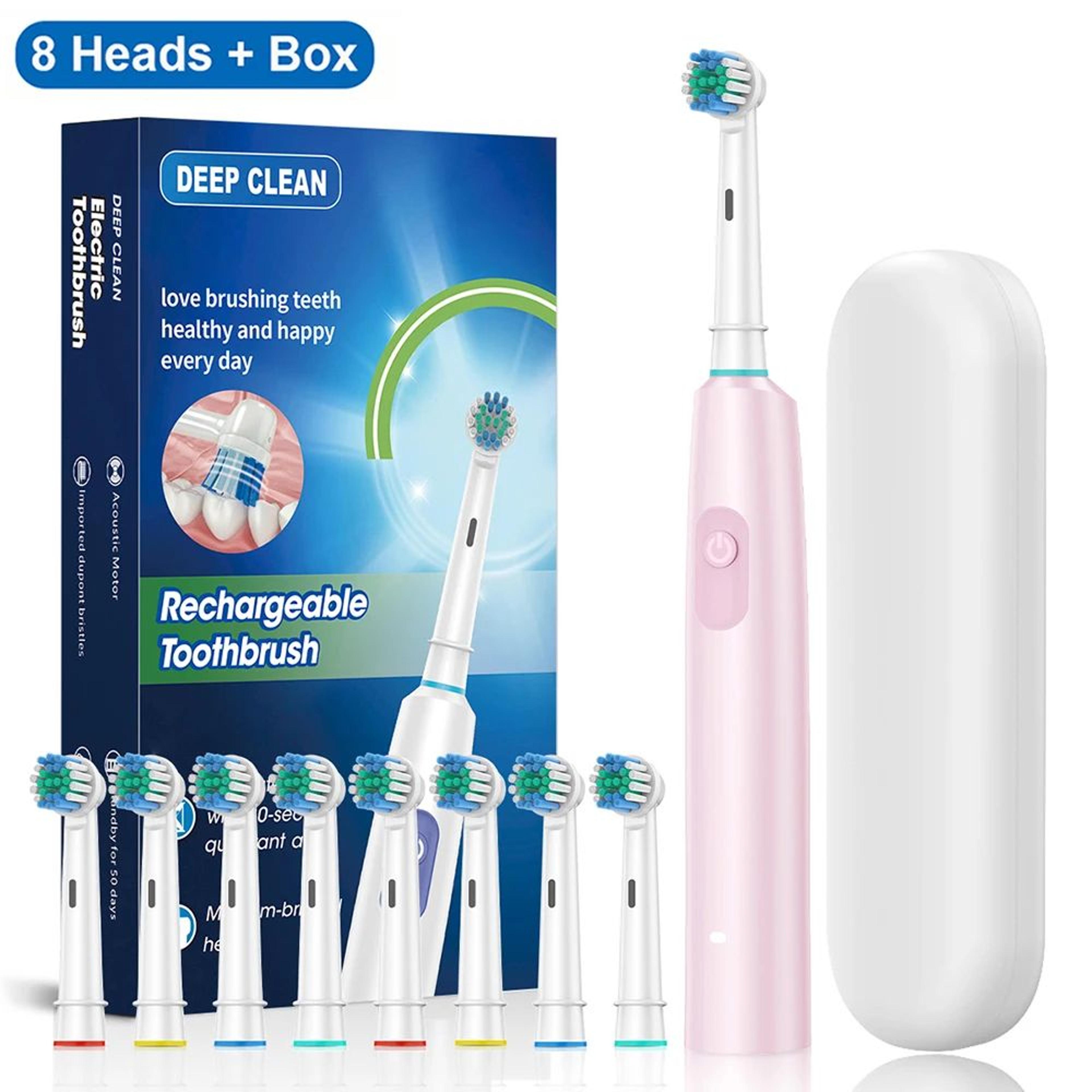 Rechargeable Rotary Electric Toothbrush For Adults  5 Modes 30Day Battery Round Brush Head With 8 S 9