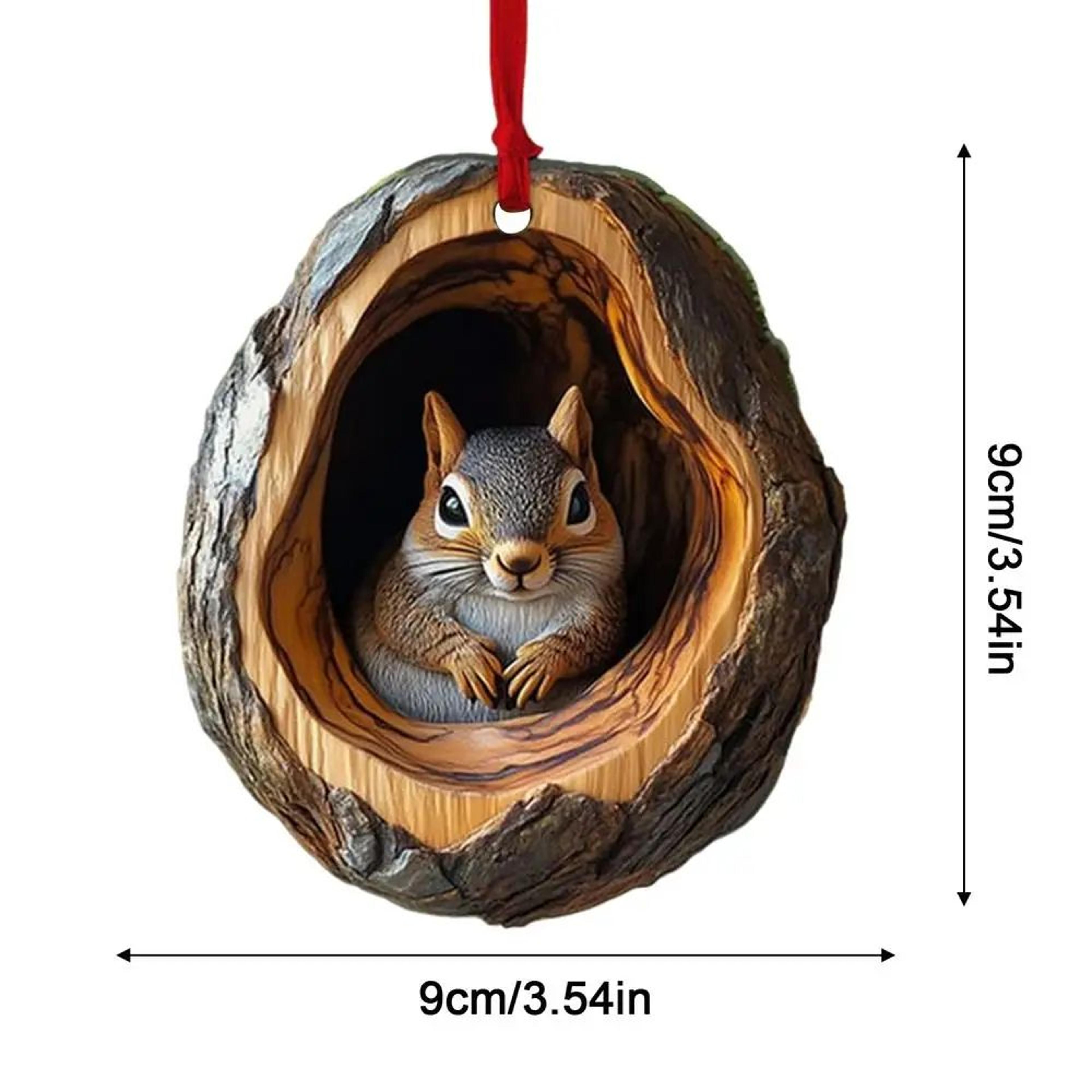 Animal Christmas Acrylic Ornaments 2D  Raccoon Owl Bunny Squirrel Bird Tree Hole Pendant Cute Xmas  11