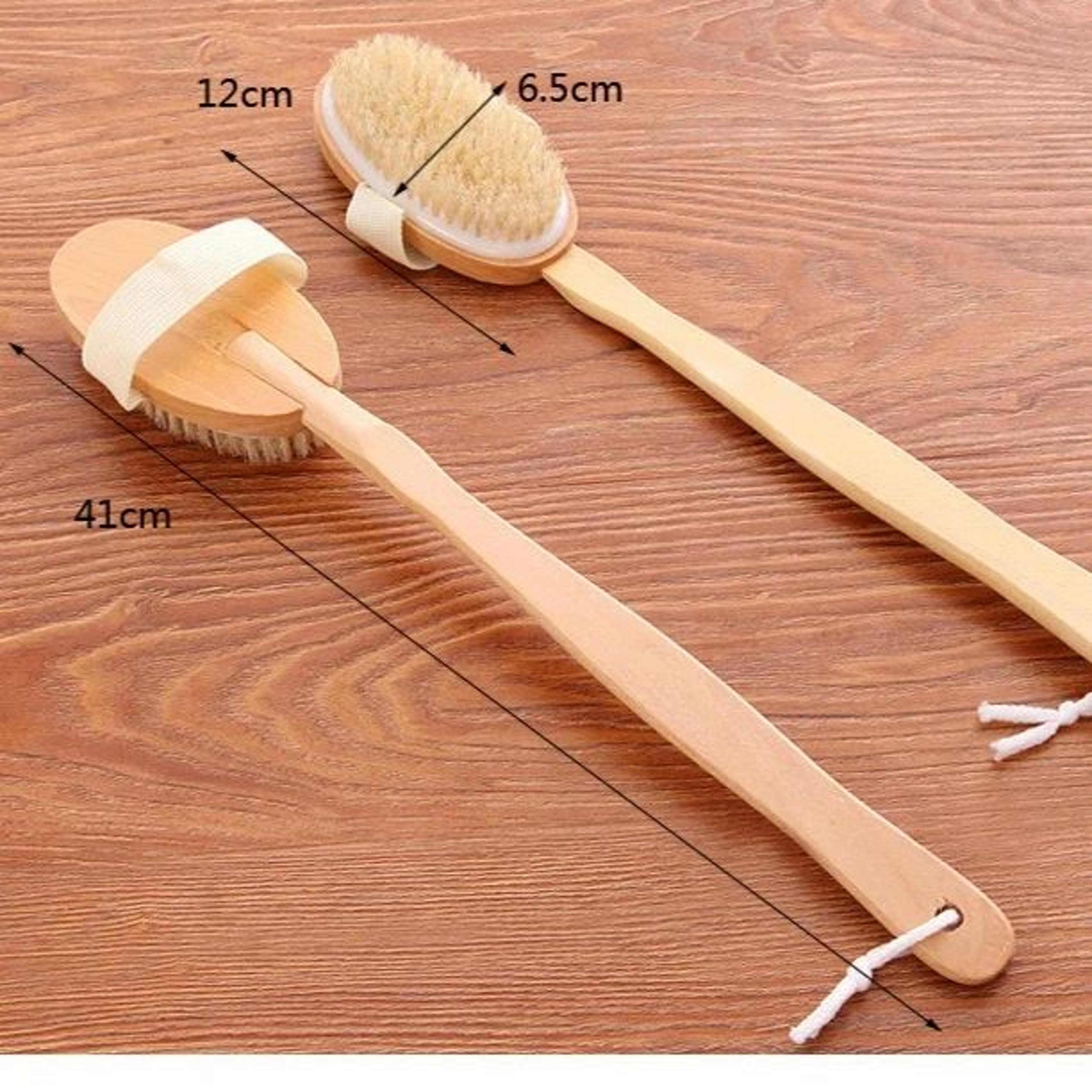 Natural Bristle Back Scrubber With Long Wooden Handle  Detachable Dry Brushing Body Brush For Exfol 5