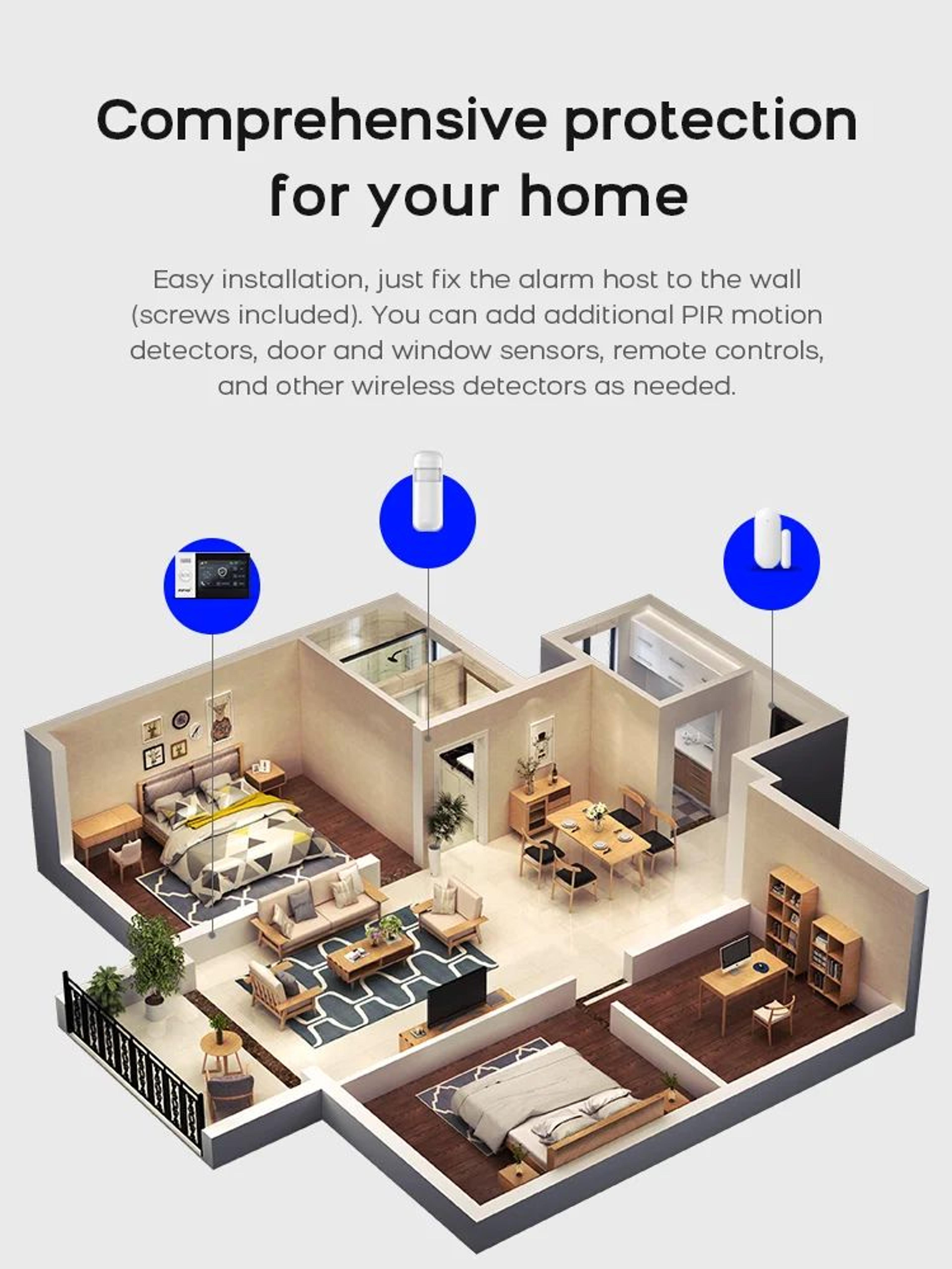PGST PG107 4G WiFi Home Security Alarm System  43 In Touch Screen Wireless Burglar Alarm Works With 8