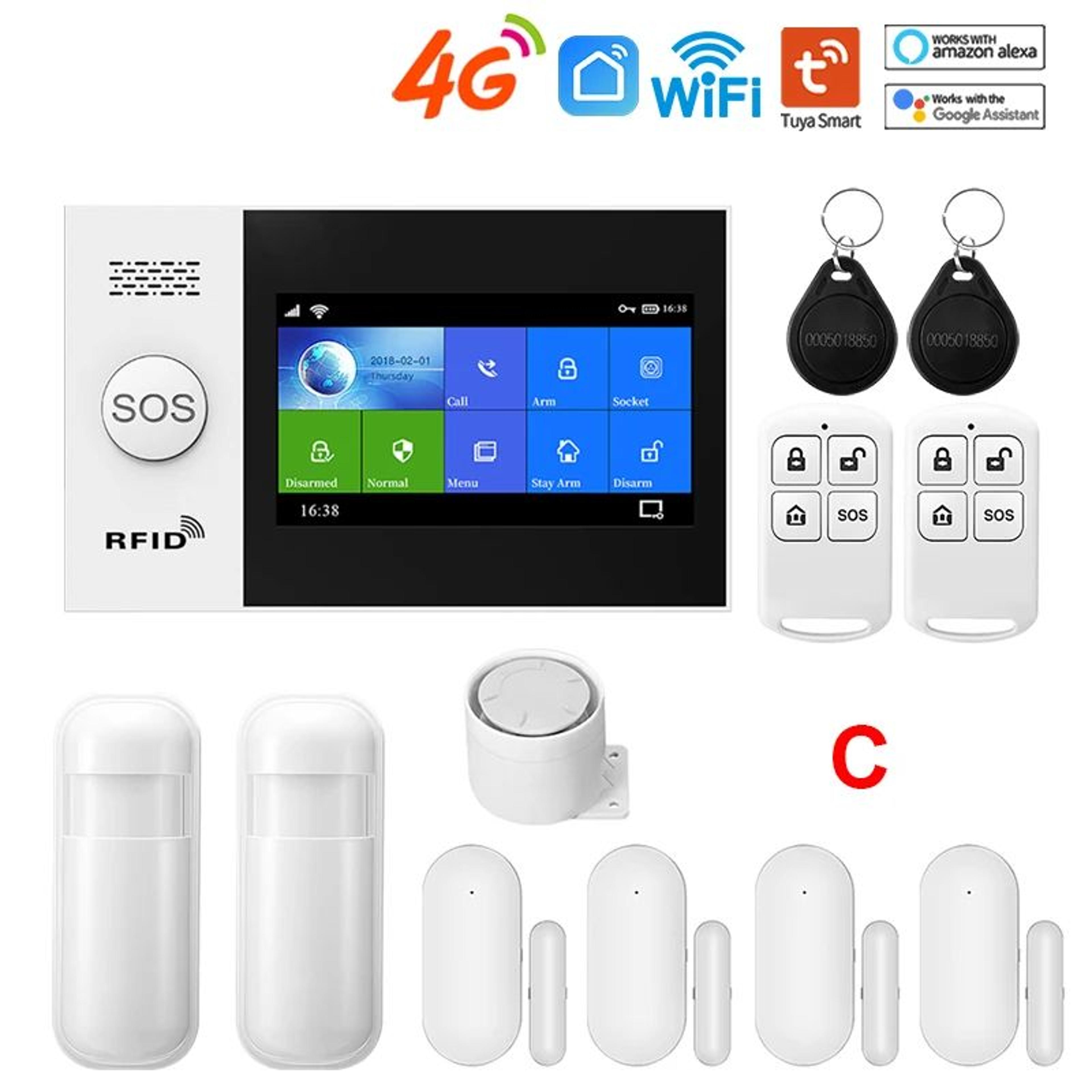 PGST PG107 4G WiFi Home Security Alarm System  43 In Touch Screen Wireless Burglar Alarm Works With 18