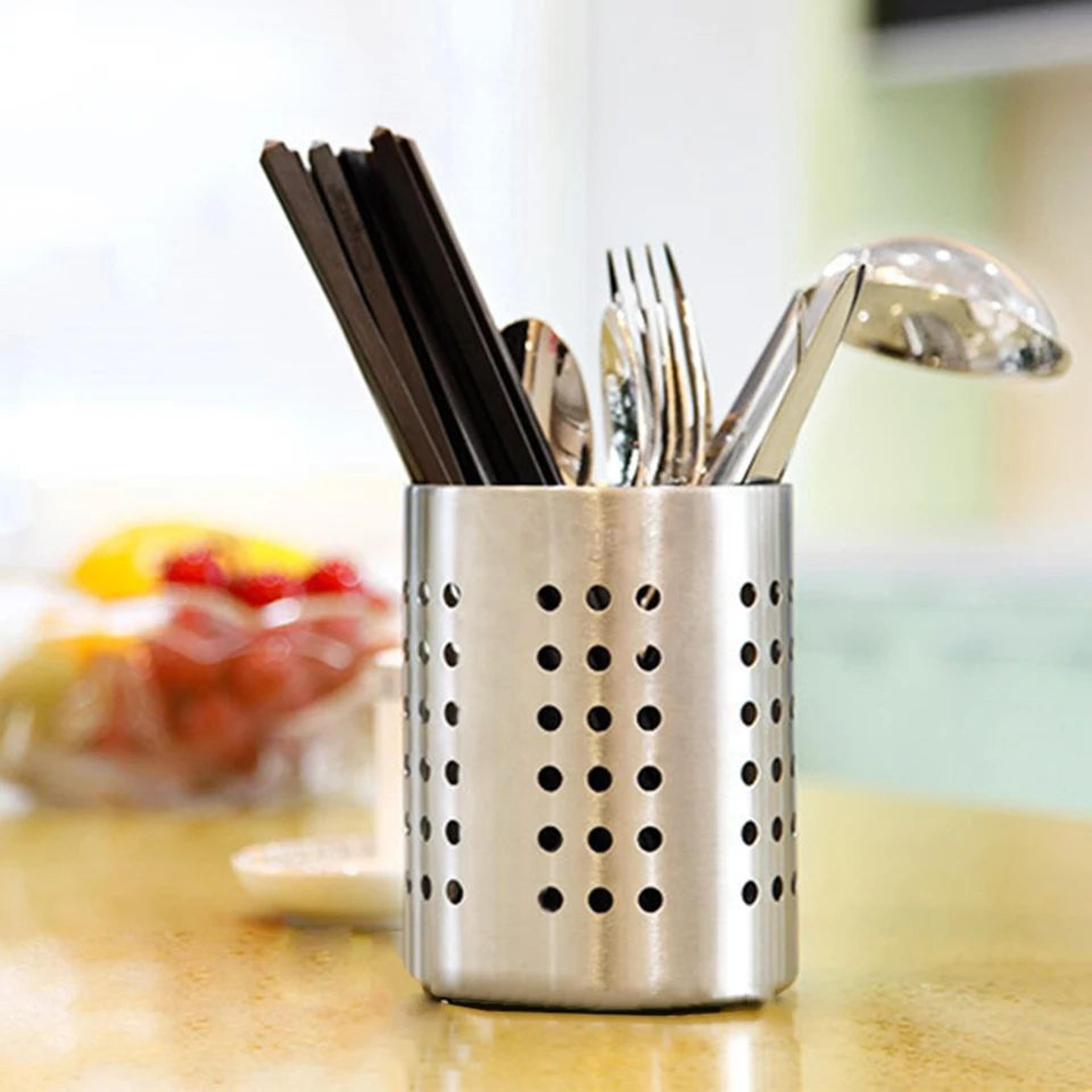 Stainless Steel Cutlery Holder Organizer With Drainage AntiRust Utensil Drying Rack For Spoon Fork  0