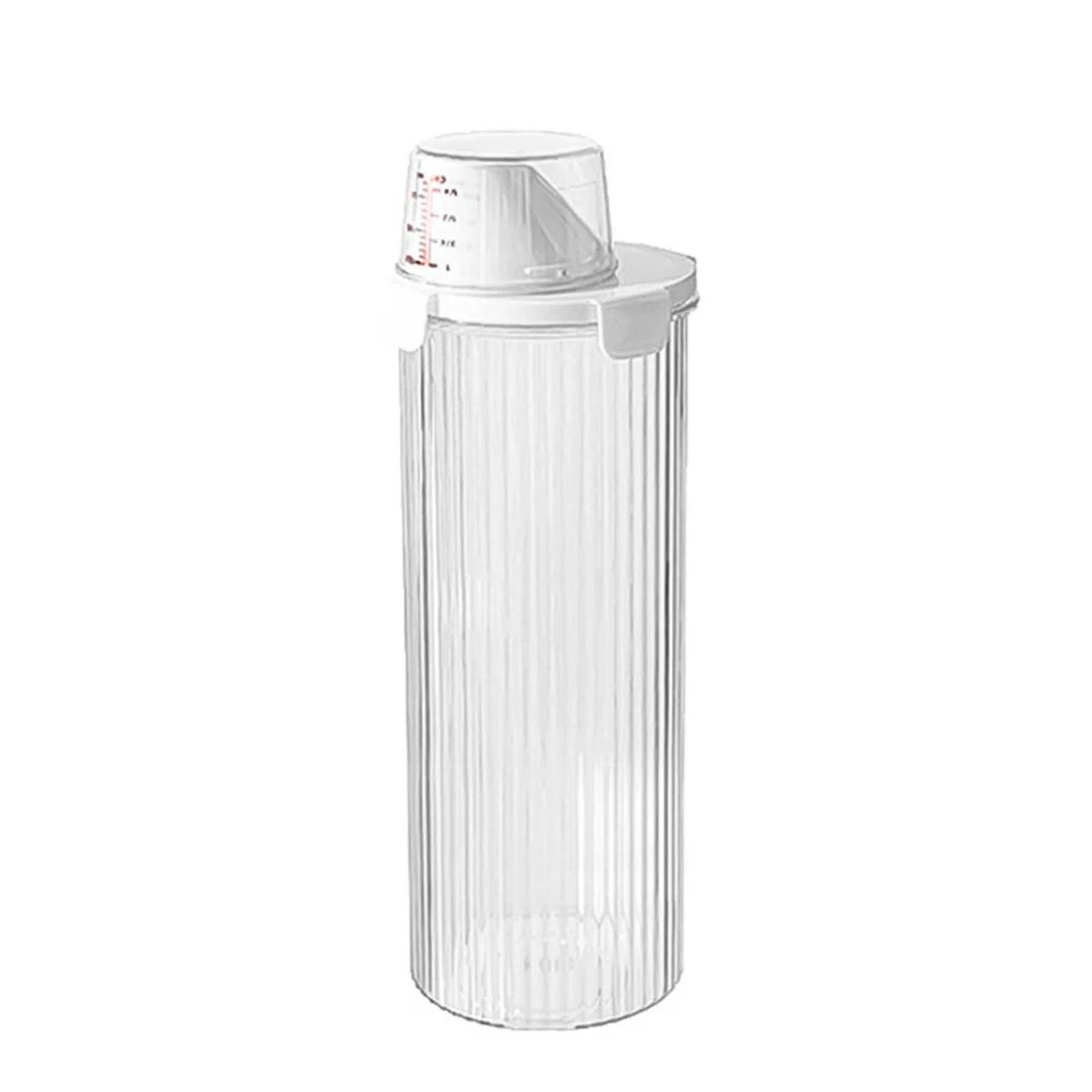 Transparent Food Storage Container With Pour Spout  Measuring Cup Lid  Cereal Sugar Beans Organizer 8