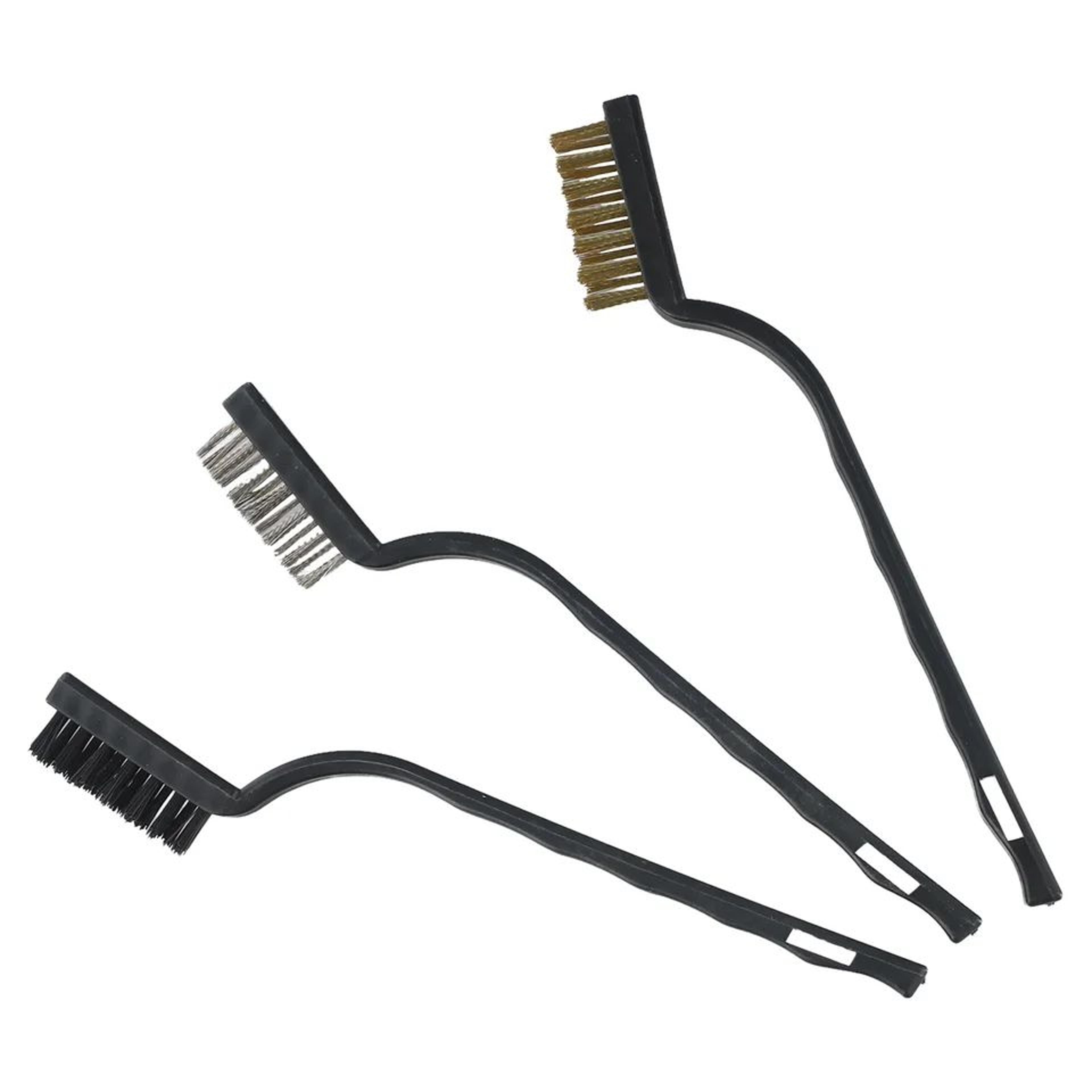 Mini Wire Brush Set Nylon Brass Stainless Steel  Curved Handle Cleaning Brush For Rust Removal Poli 1