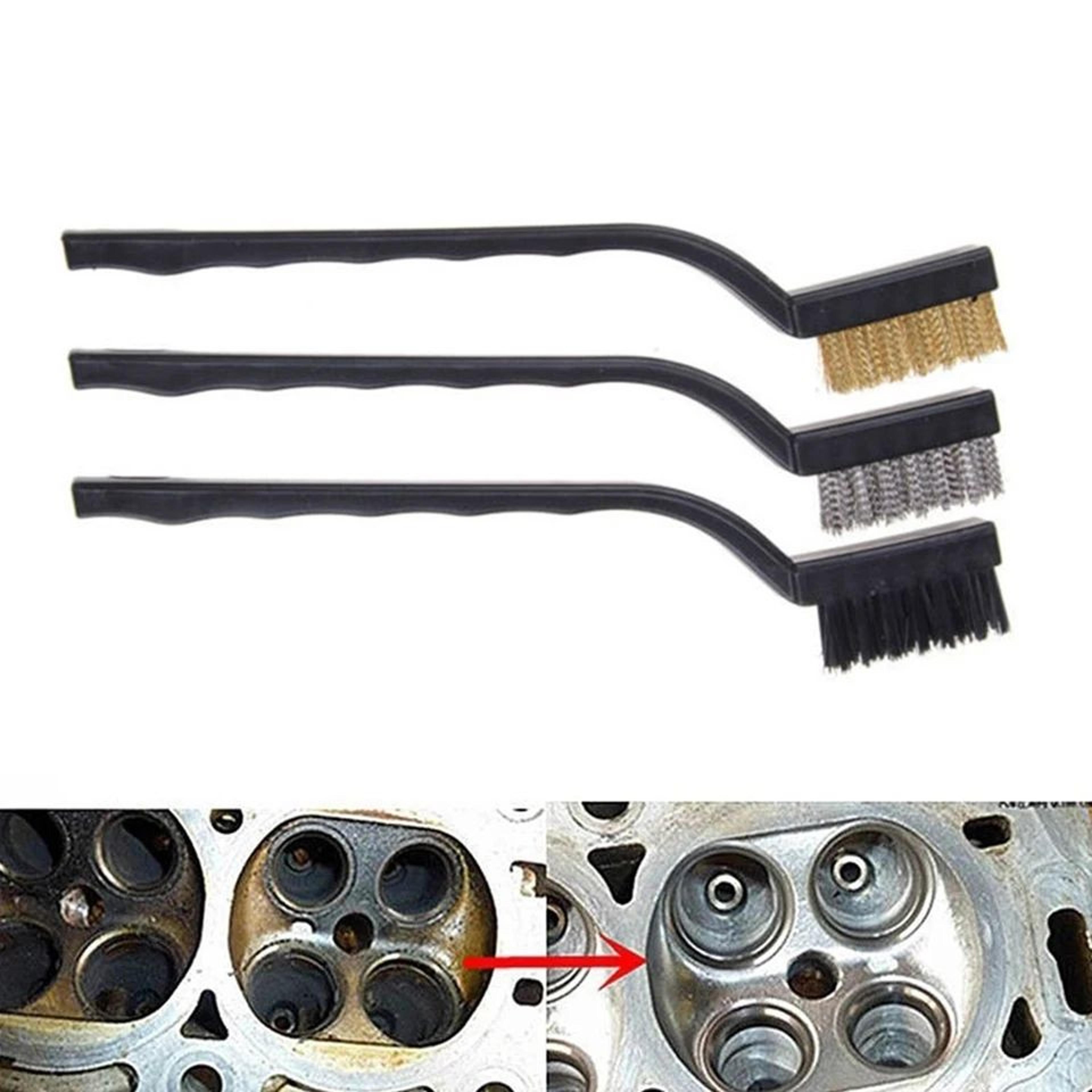 Mini Wire Brush Set Nylon Brass Stainless Steel  Curved Handle Cleaning Brush For Rust Removal Poli 5
