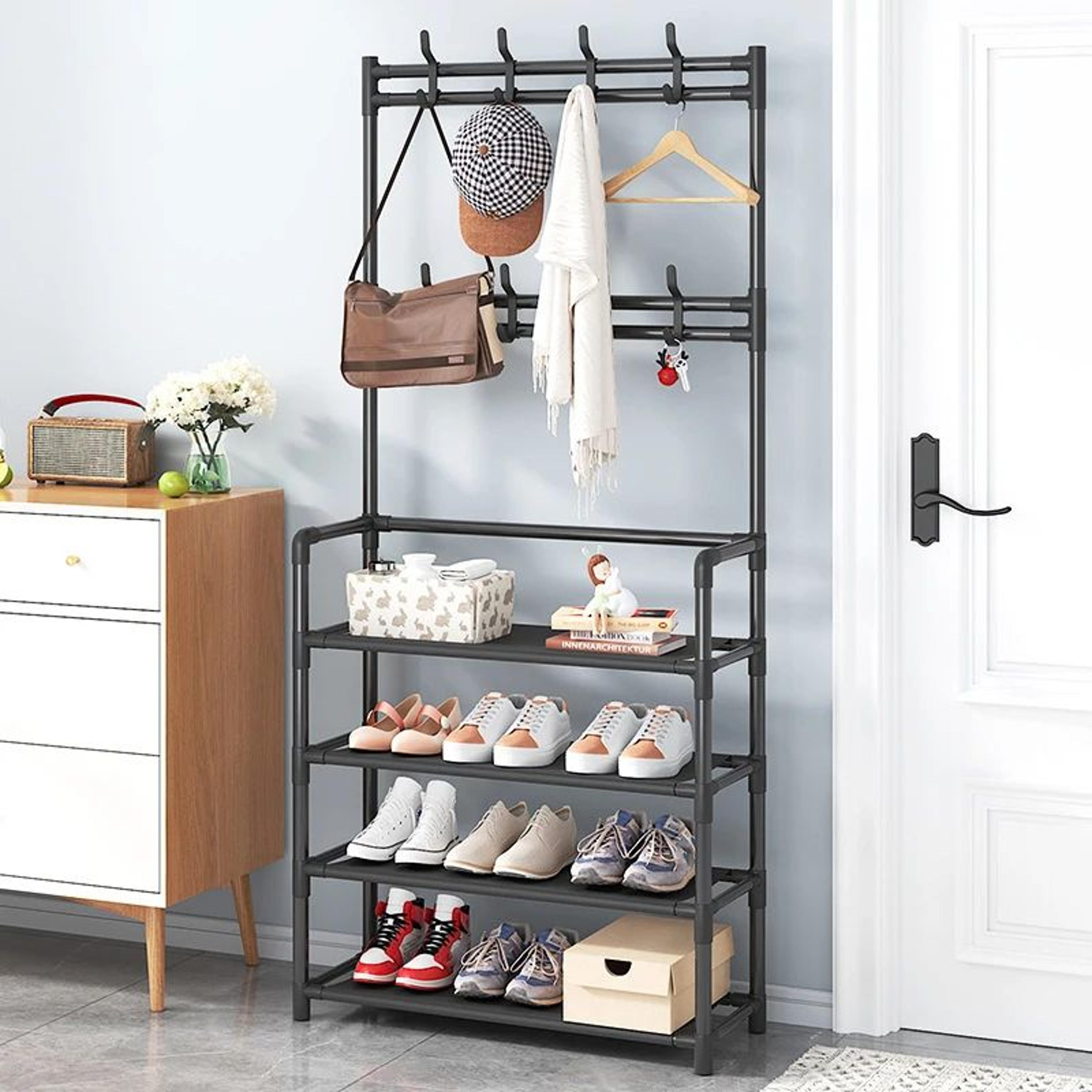 45 Tier Multifunctional Plastic Storage Rack Organizer Floor Standing Shoe  Clothes Shelf Easy Asse 13