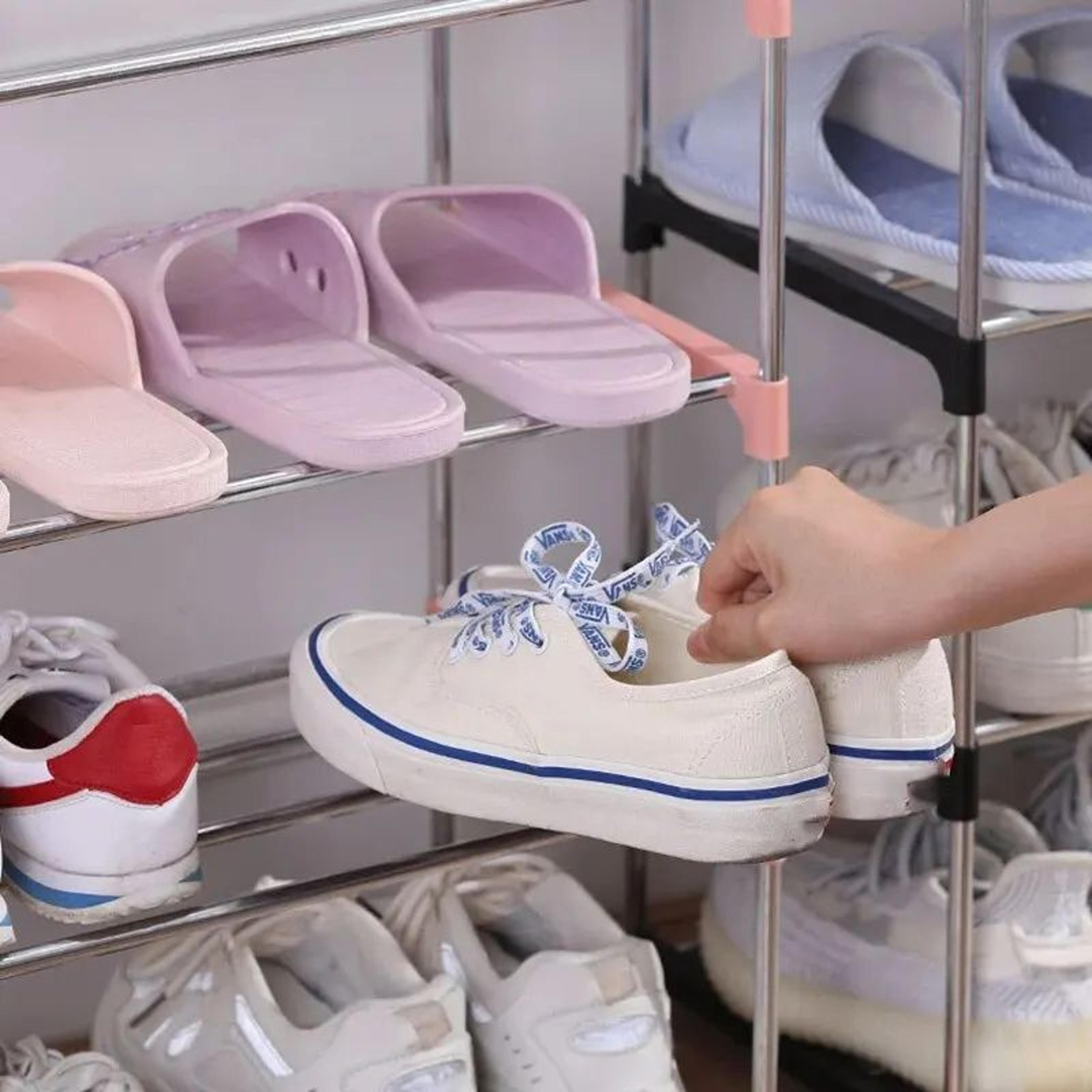 34 Tier Space Saving Shoe Rack Organizer MultiLayer Plastic Storage Shelf With Metal Pipes For Home 4