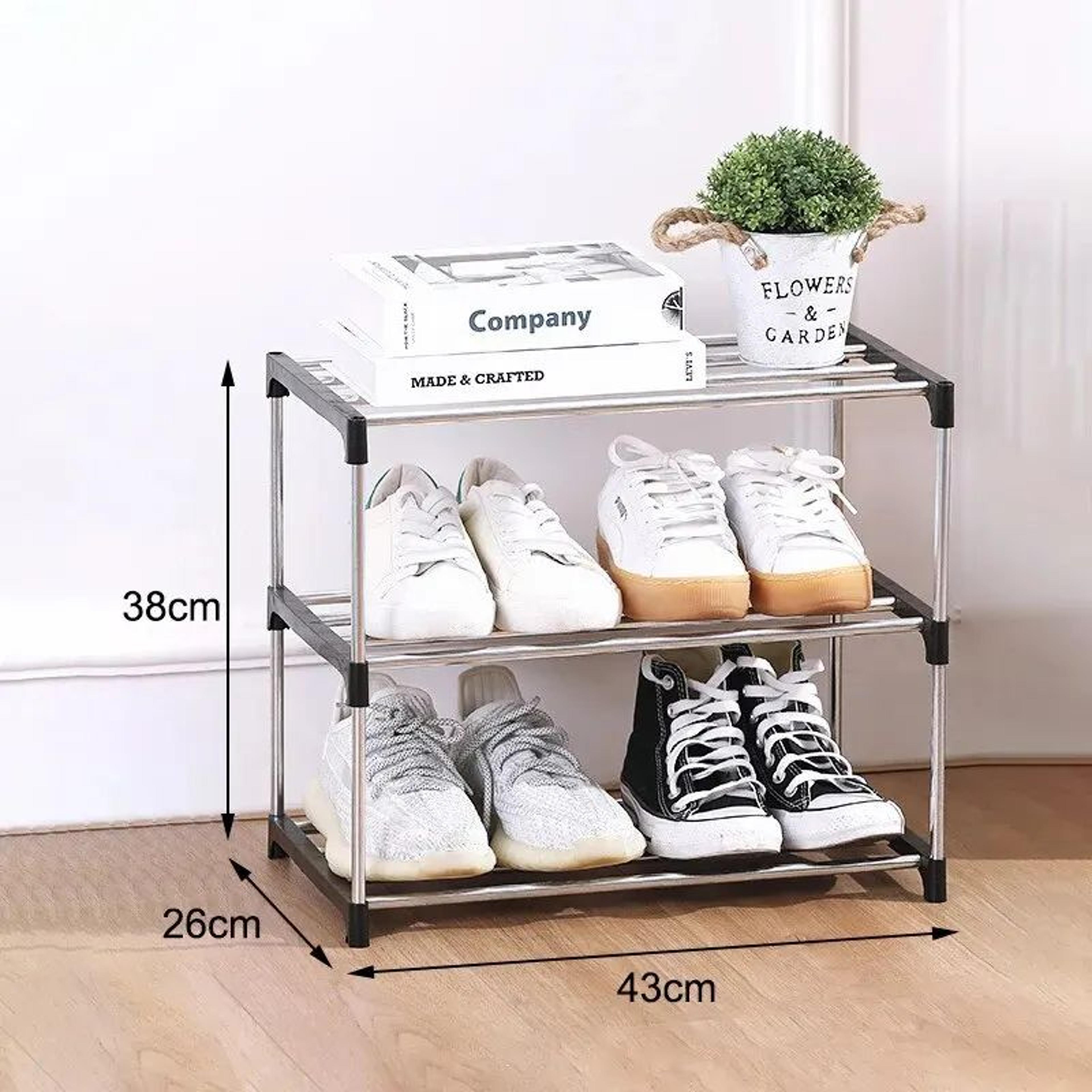 34 Tier Space Saving Shoe Rack Organizer MultiLayer Plastic Storage Shelf With Metal Pipes For Home 7