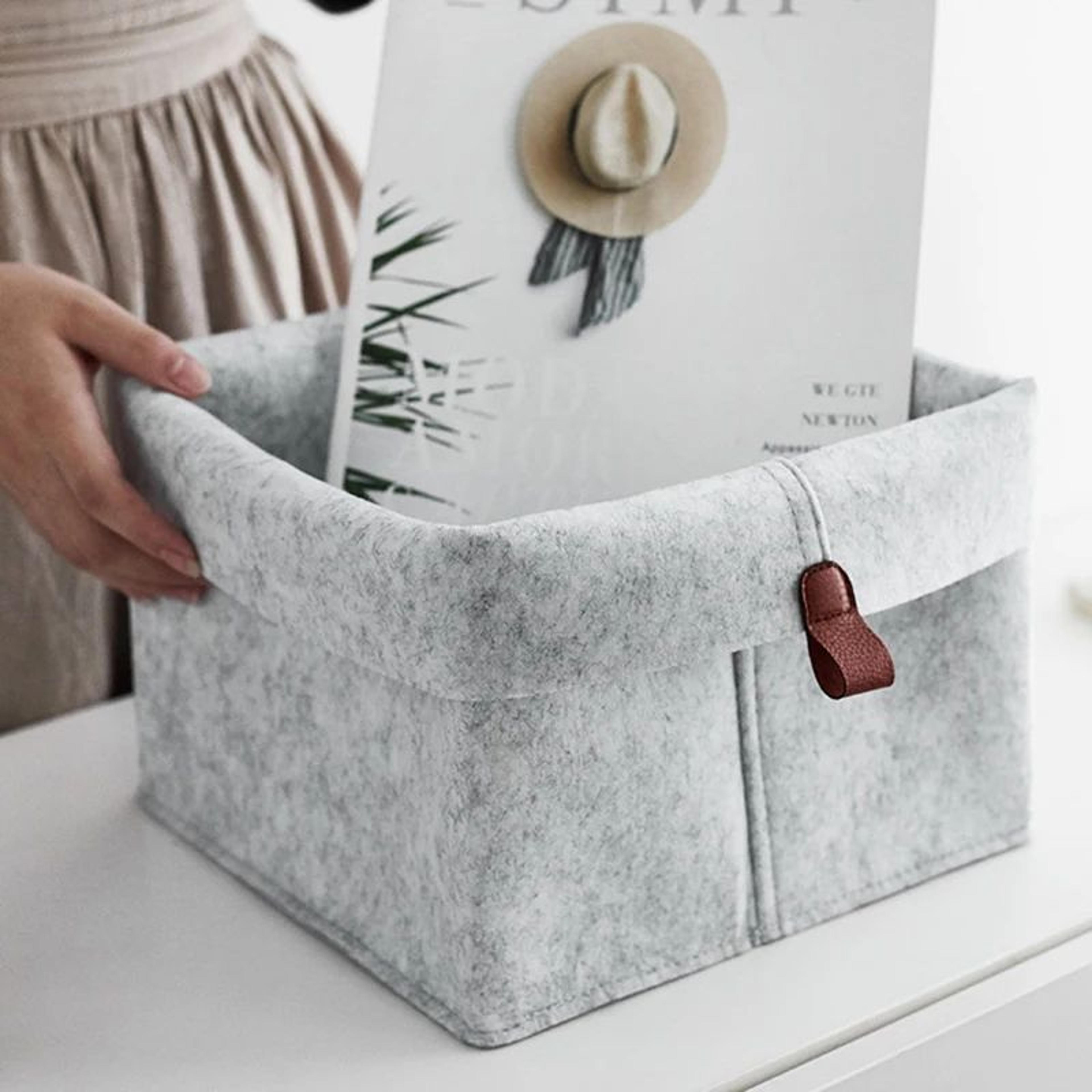 Felt Storage Basket Organizer Bin For Clothes  Laundry Toy Sundries Box For Bathroom Office Dorm Un 7