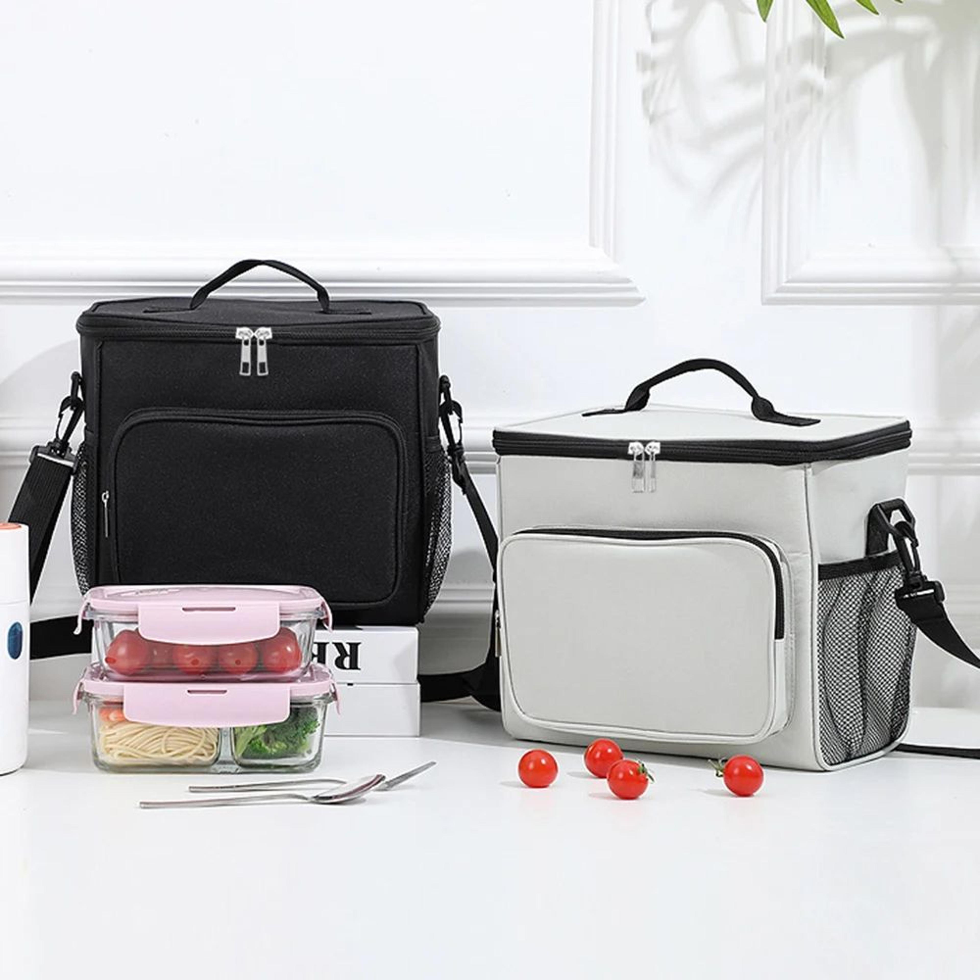 Large Capacity Insulated Lunch Bag With Crossbody Strap Oxford Cooler Tote For Picnic  Outdoor Ice  0