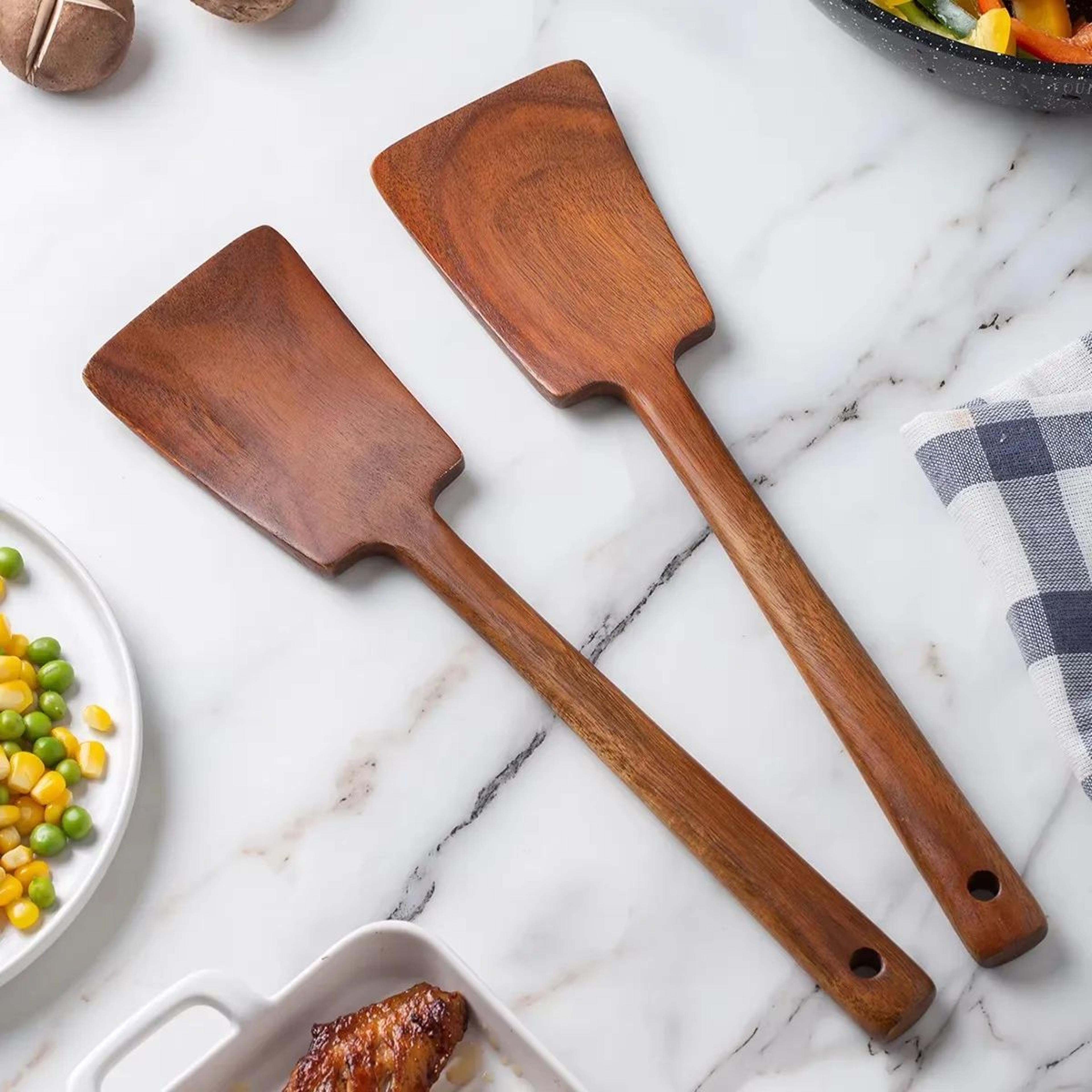 Wooden Spatula For NonStick Pans  HeatResistant AntiScald Cooking Utensil For Home Kitchen Stirring 4