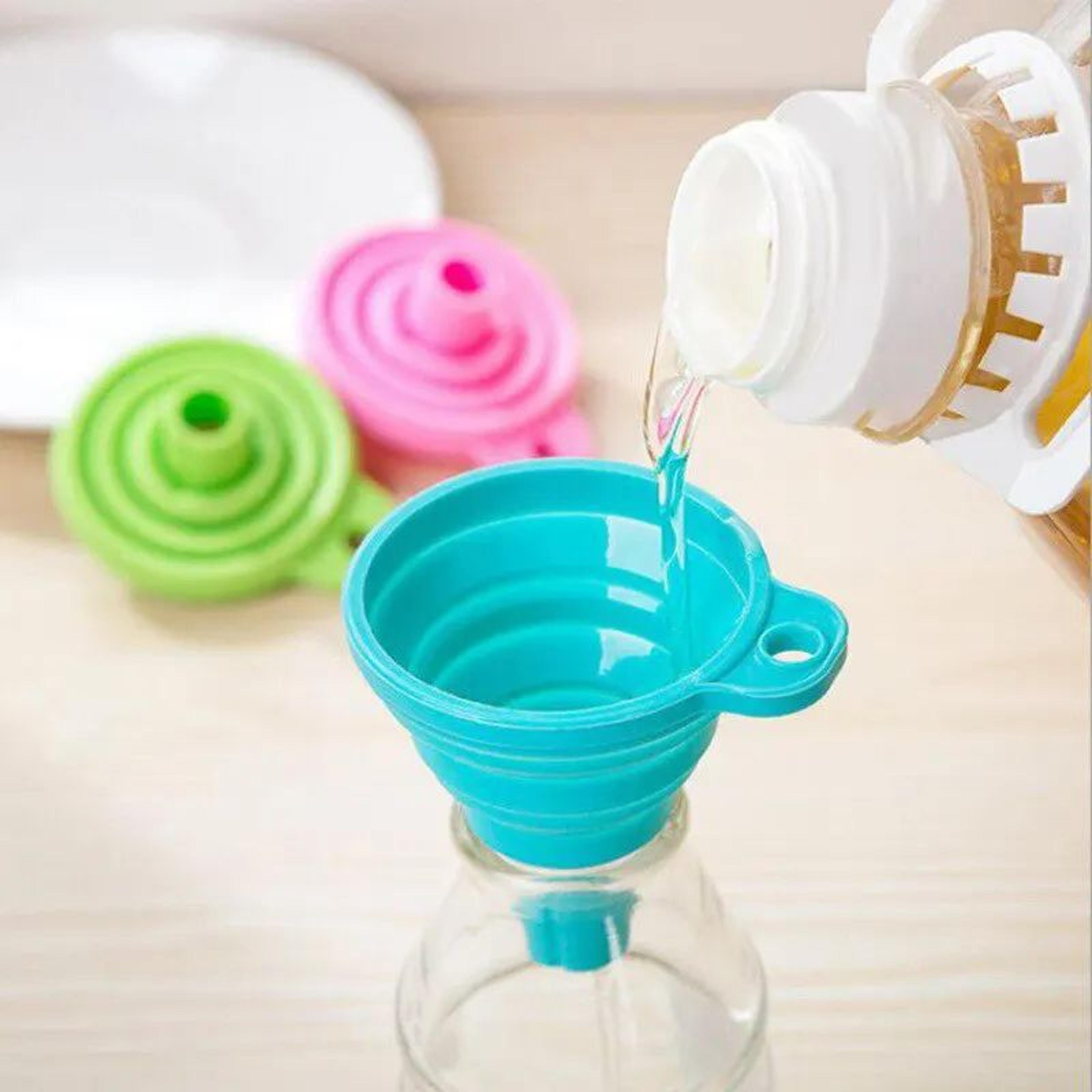 Household Telescopic Mini Folding Funnel For Kitchen Packaging  High Temperature Resistant Silicone 1