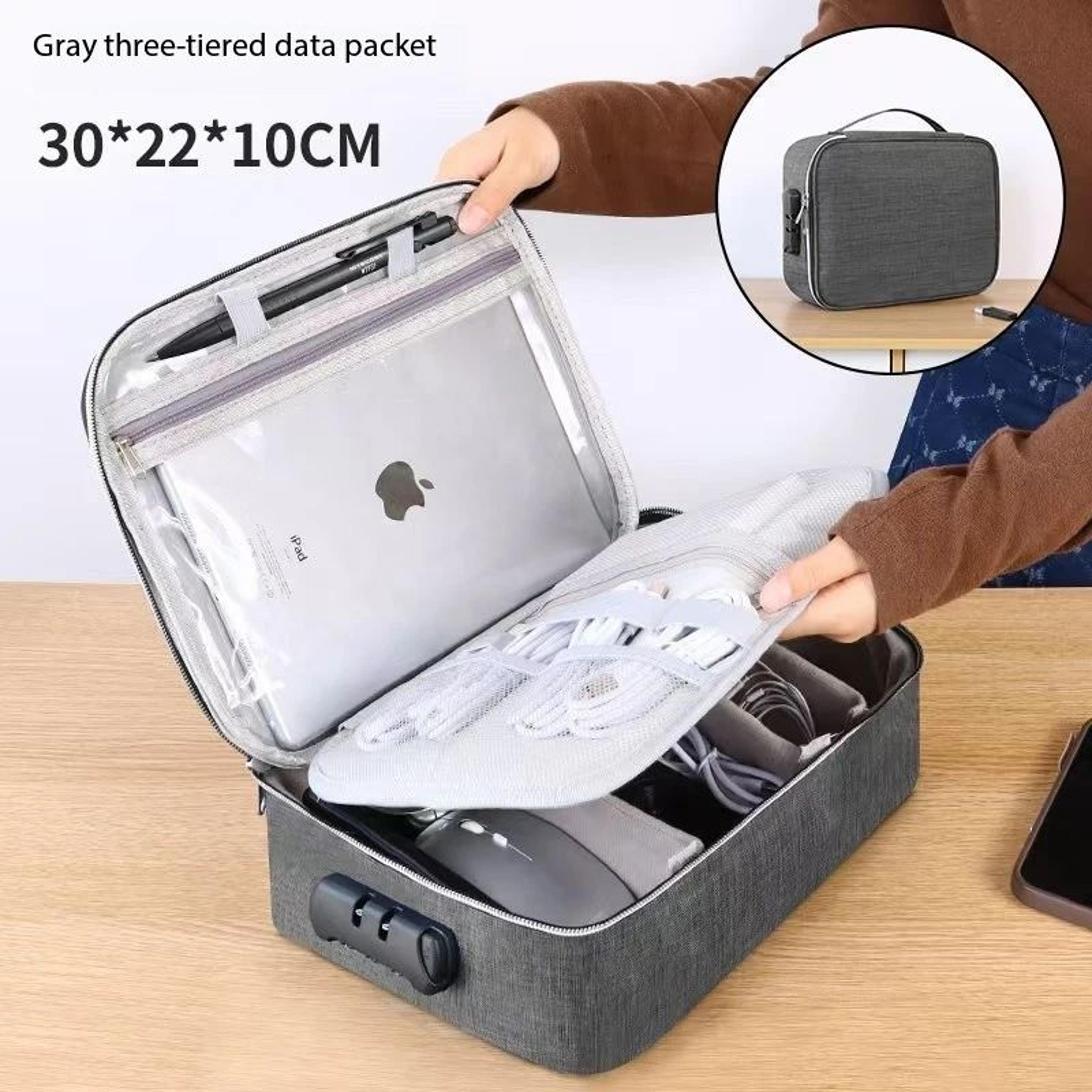 AntiTheft Locking Tech Organizer Bag With 3Digit Password  Waterproof Oxford Case For IPad Cables U 8