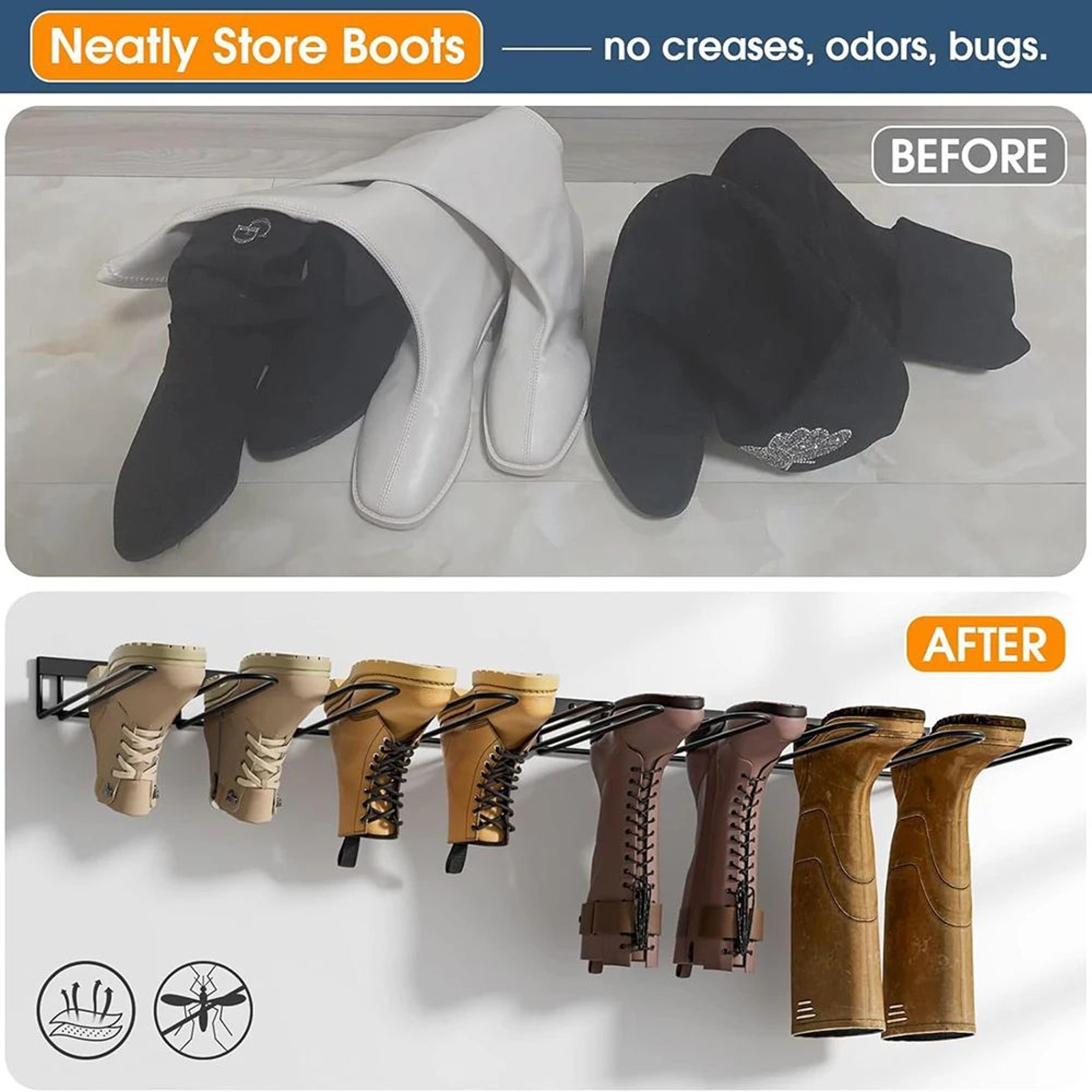 Wall Mounted Metal Boot Rack Organizer 4 Pair  Sturdy AntiRust Boot Hanger For Closet Entryway Gara 1