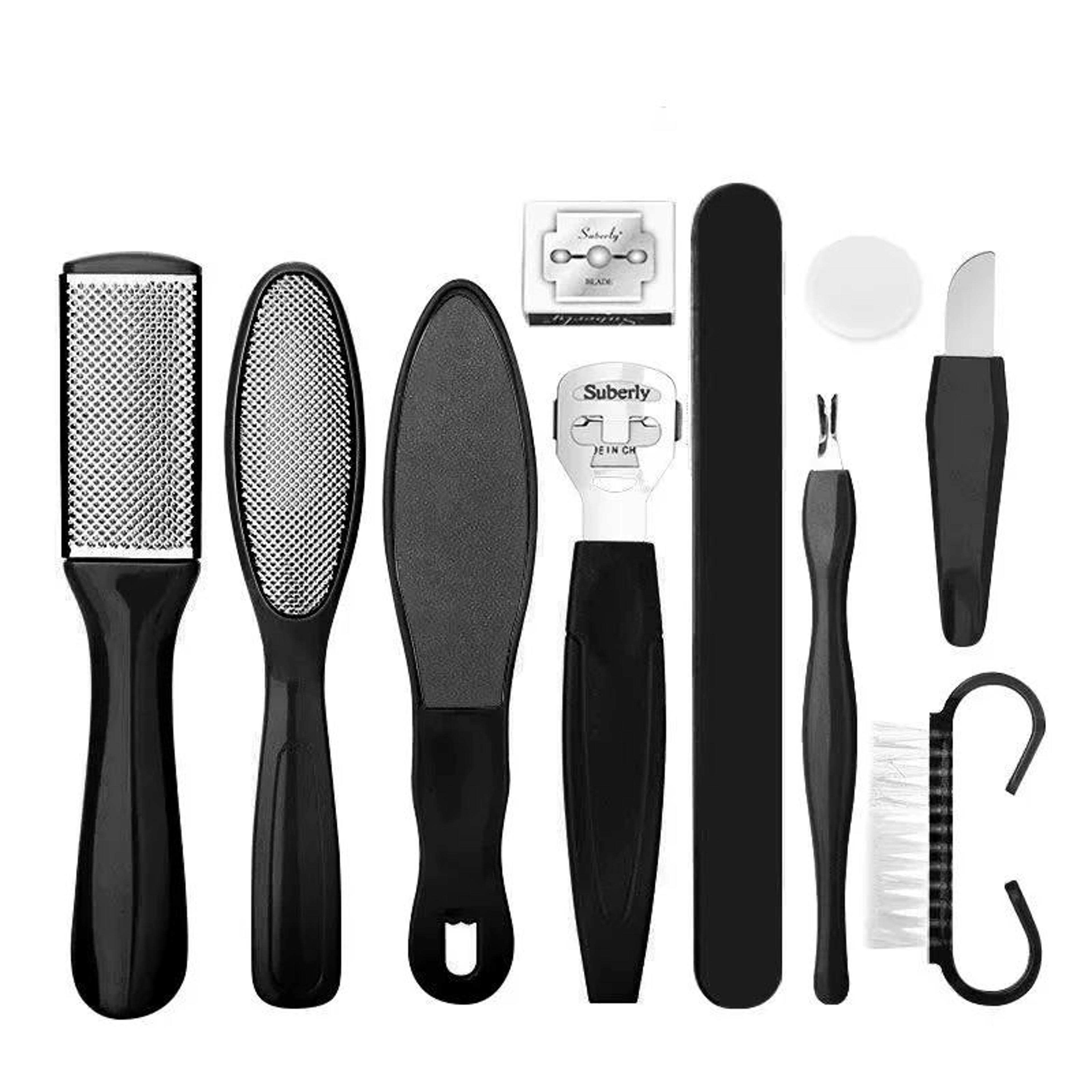 Pedicure Foot Care Tool Set  Stainless Steel Callus Remover  DoubleSided Exfoliating Foot Scrub Bru 6