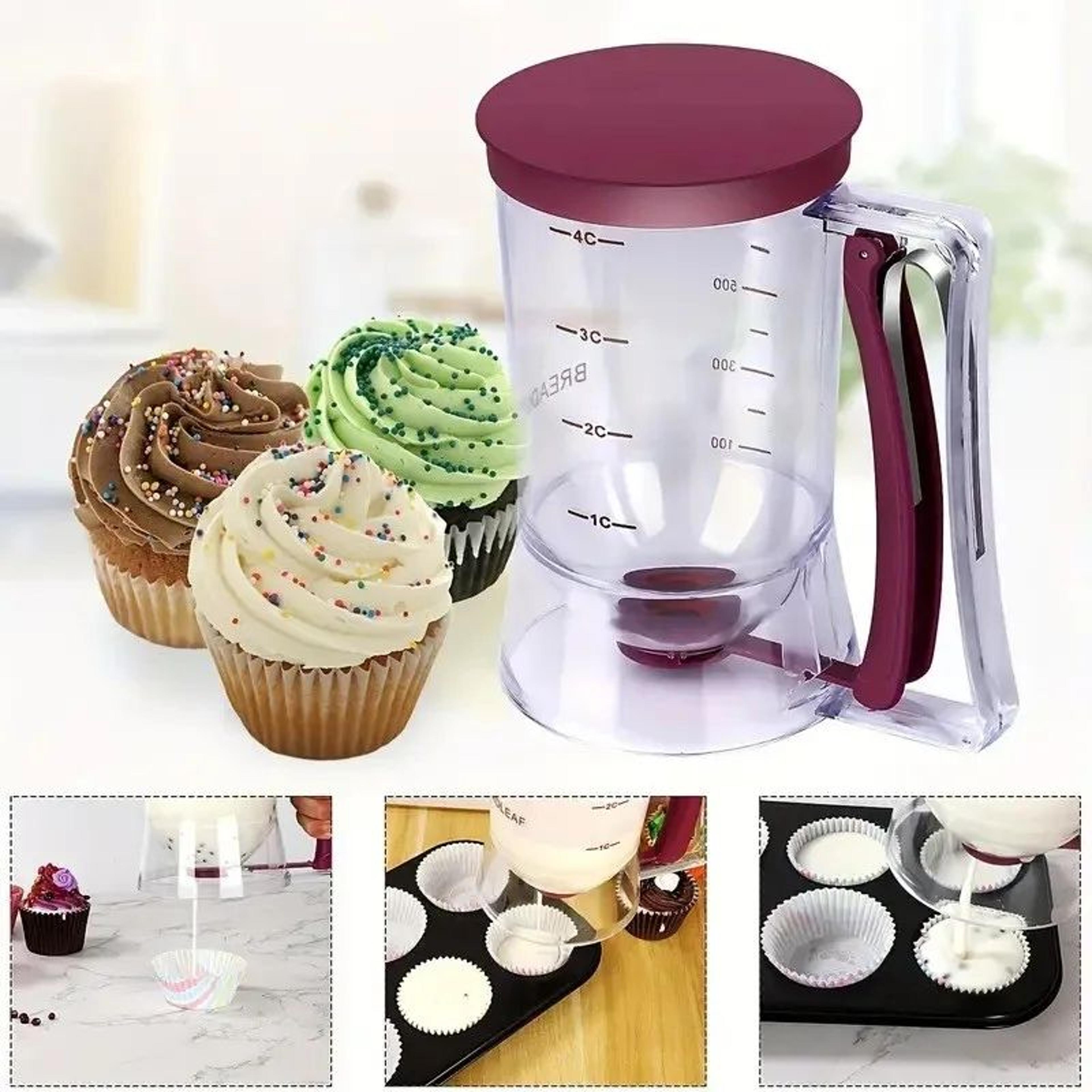 Batter Dispenser With Graduated Funnel  Handheld Pastry Dough Pourer For Pancakes Cupcakes Waffles  3