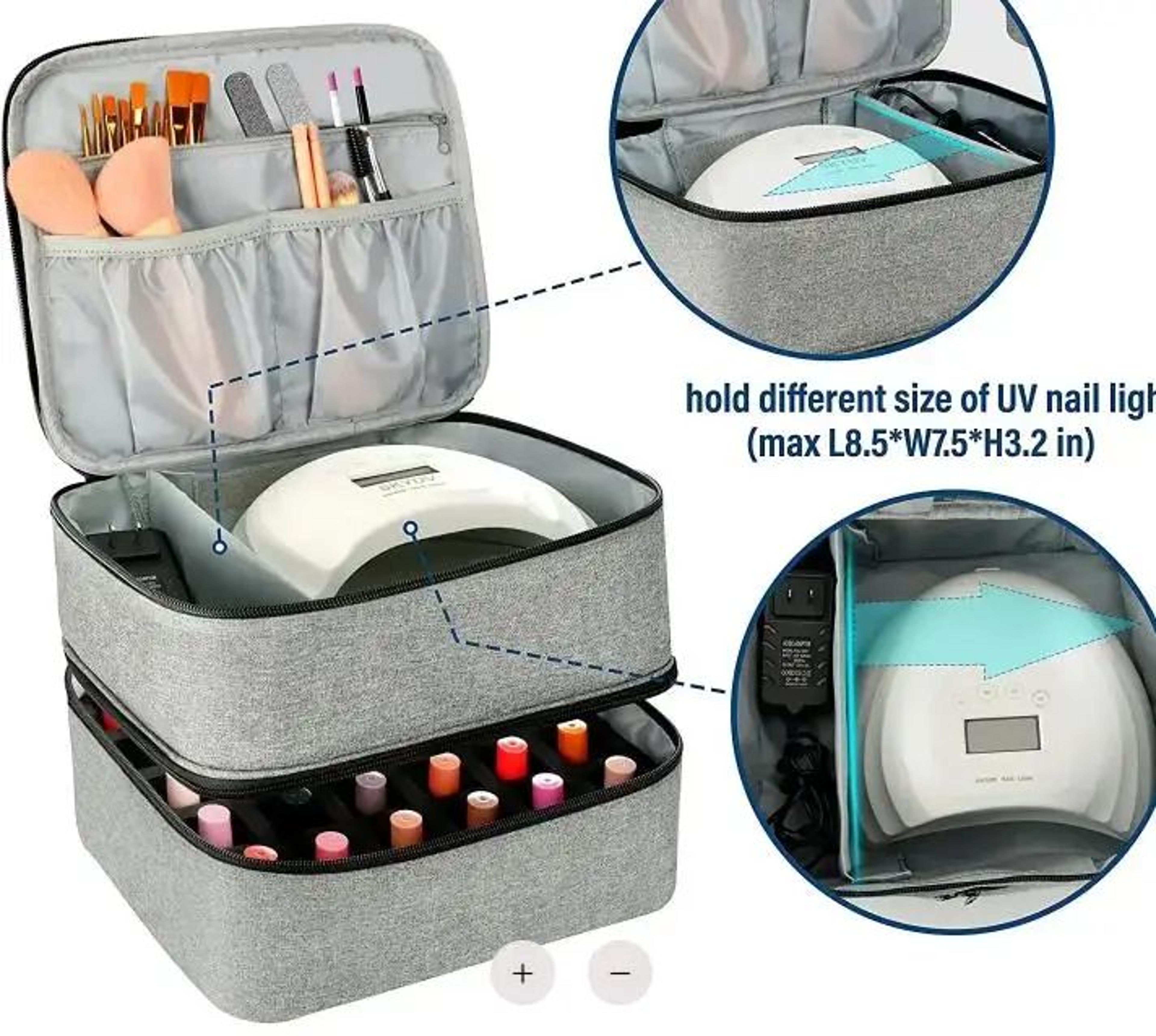 DoubleLayer Nail Polish Storage Bag 30 Compartments  Portable Nail Care Organizer Case For Essentia 10