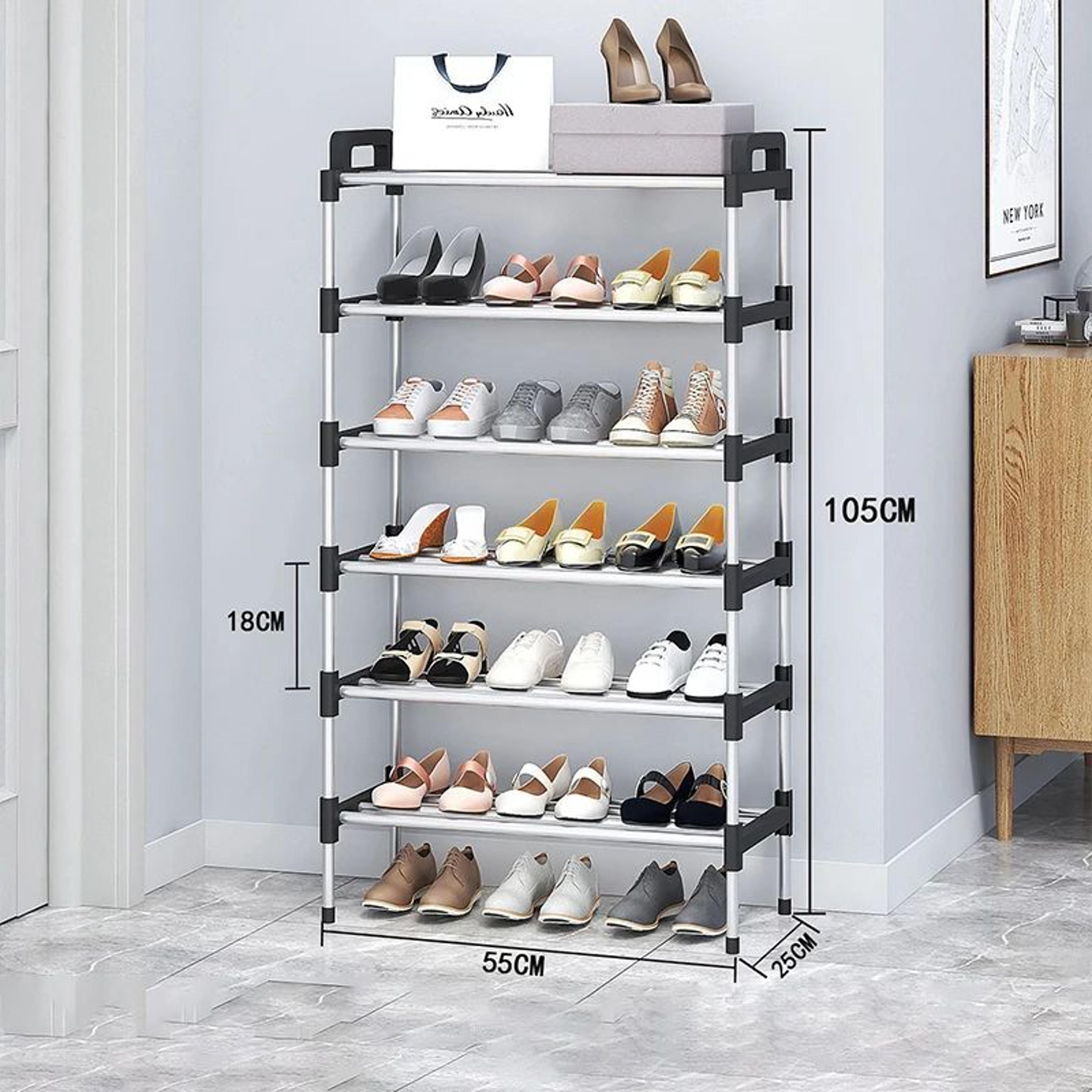 7Tier Aluminum Alloy Shoe Rack Organizer  MultiLayer DustProof Entryway Storage Shelf For Dormitory 8