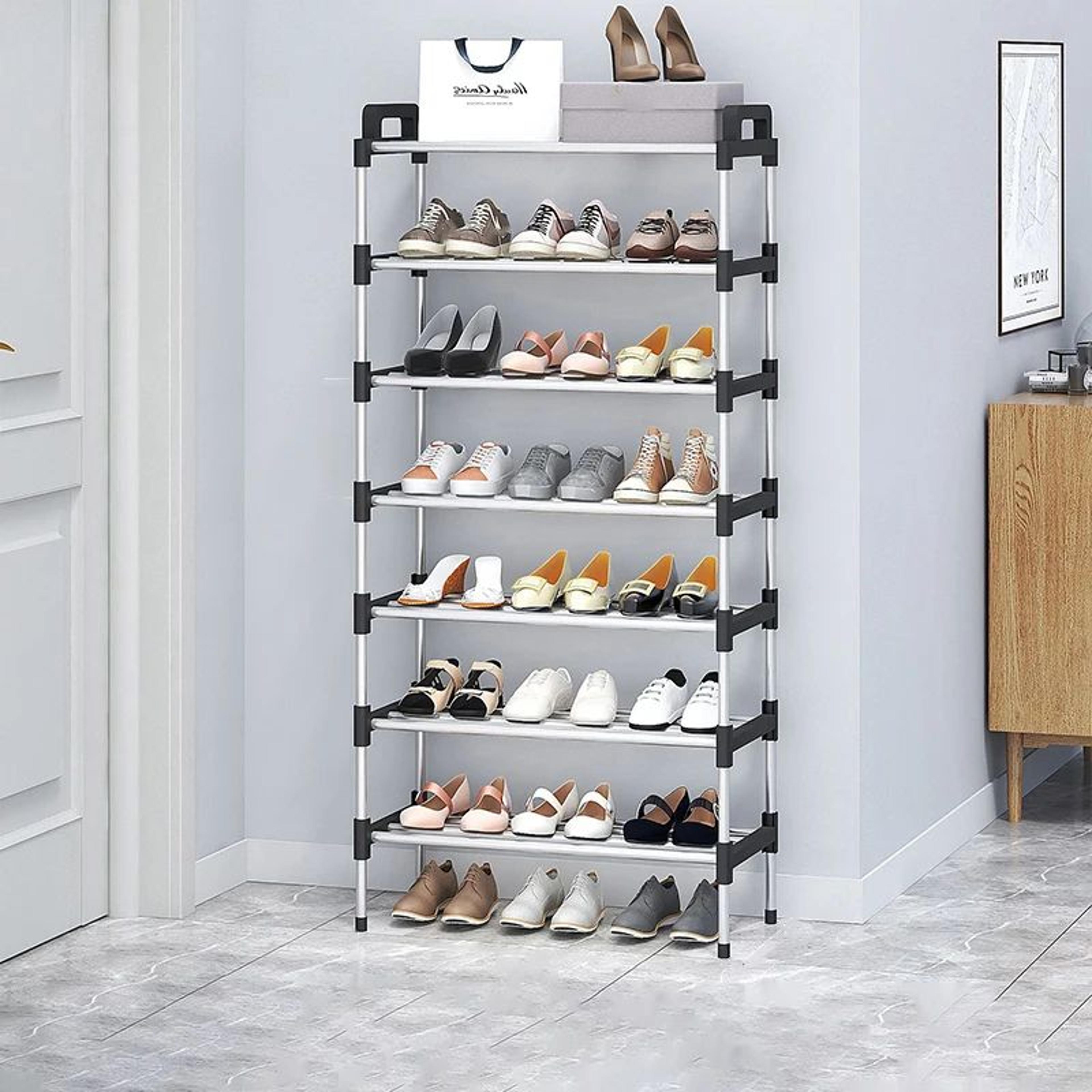 7Tier Aluminum Alloy Shoe Rack Organizer  MultiLayer DustProof Entryway Storage Shelf For Dormitory 10