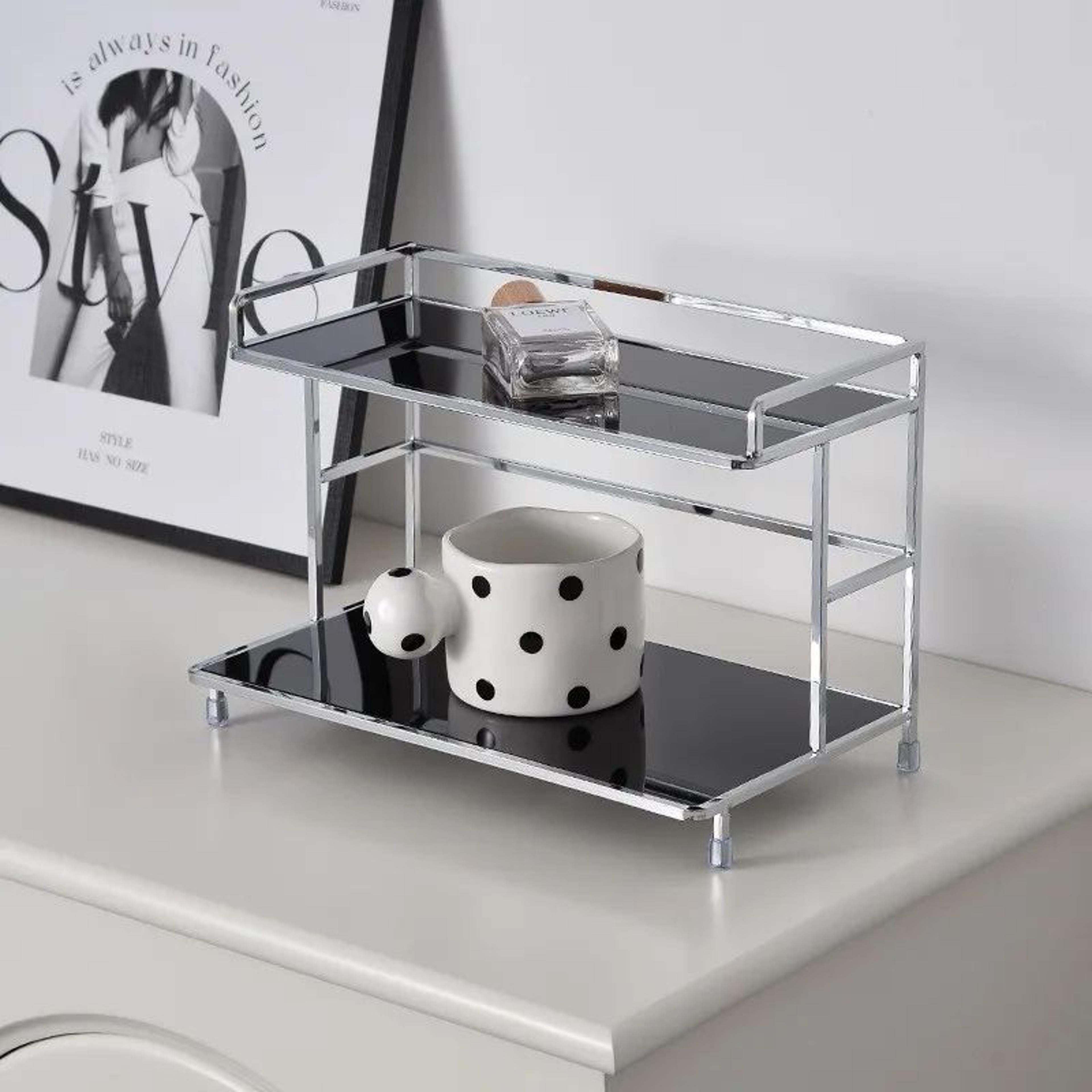 Metal 2Tier Desktop Storage Rack Organizer  Cup  Coffee Mug Holder Shelf For Bathroom Cosmetics And 1
