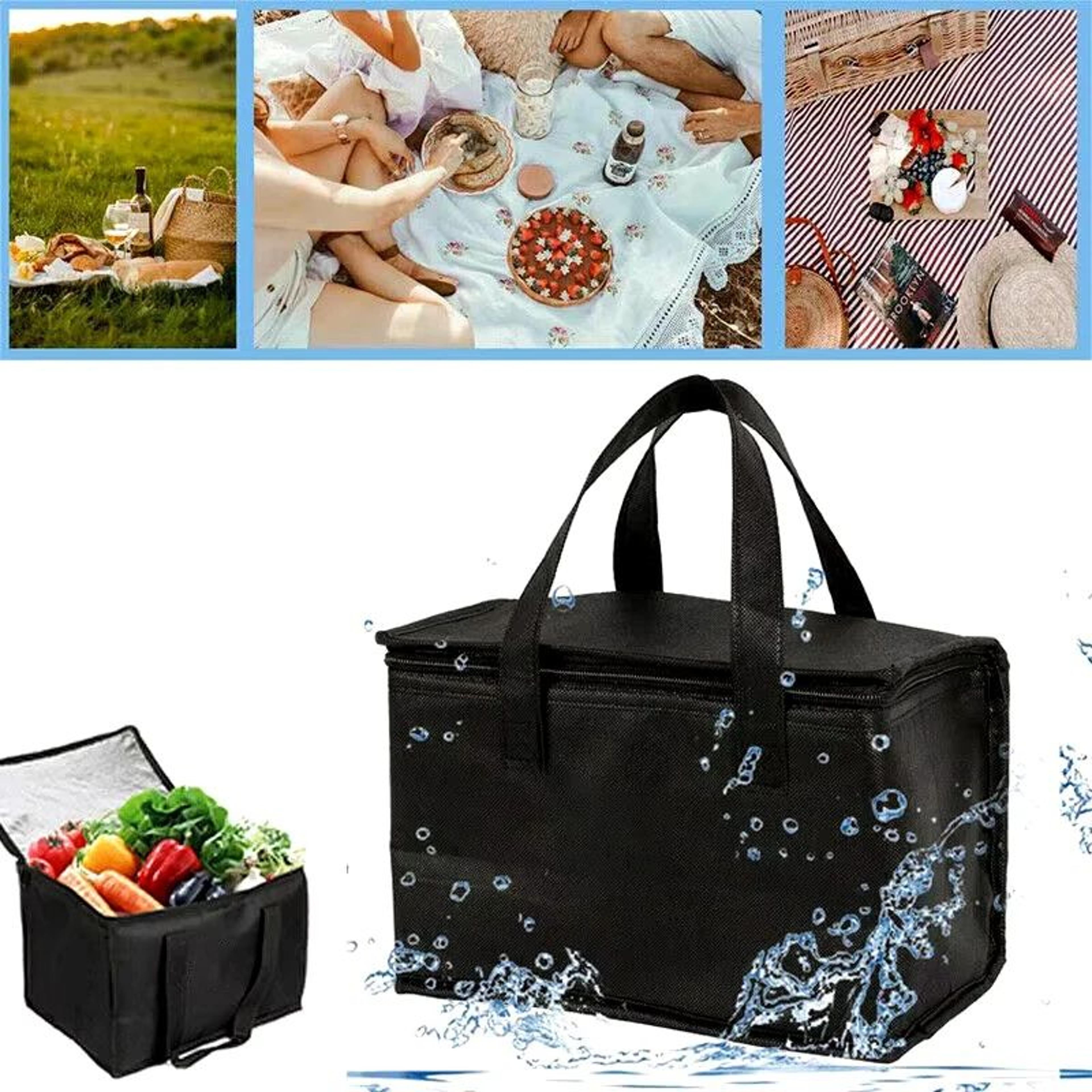 Large Capacity Insulated Lunch Bag 4060L  Foldable Zipper Thermal Cooler Tote For Picnic Camping  F 0