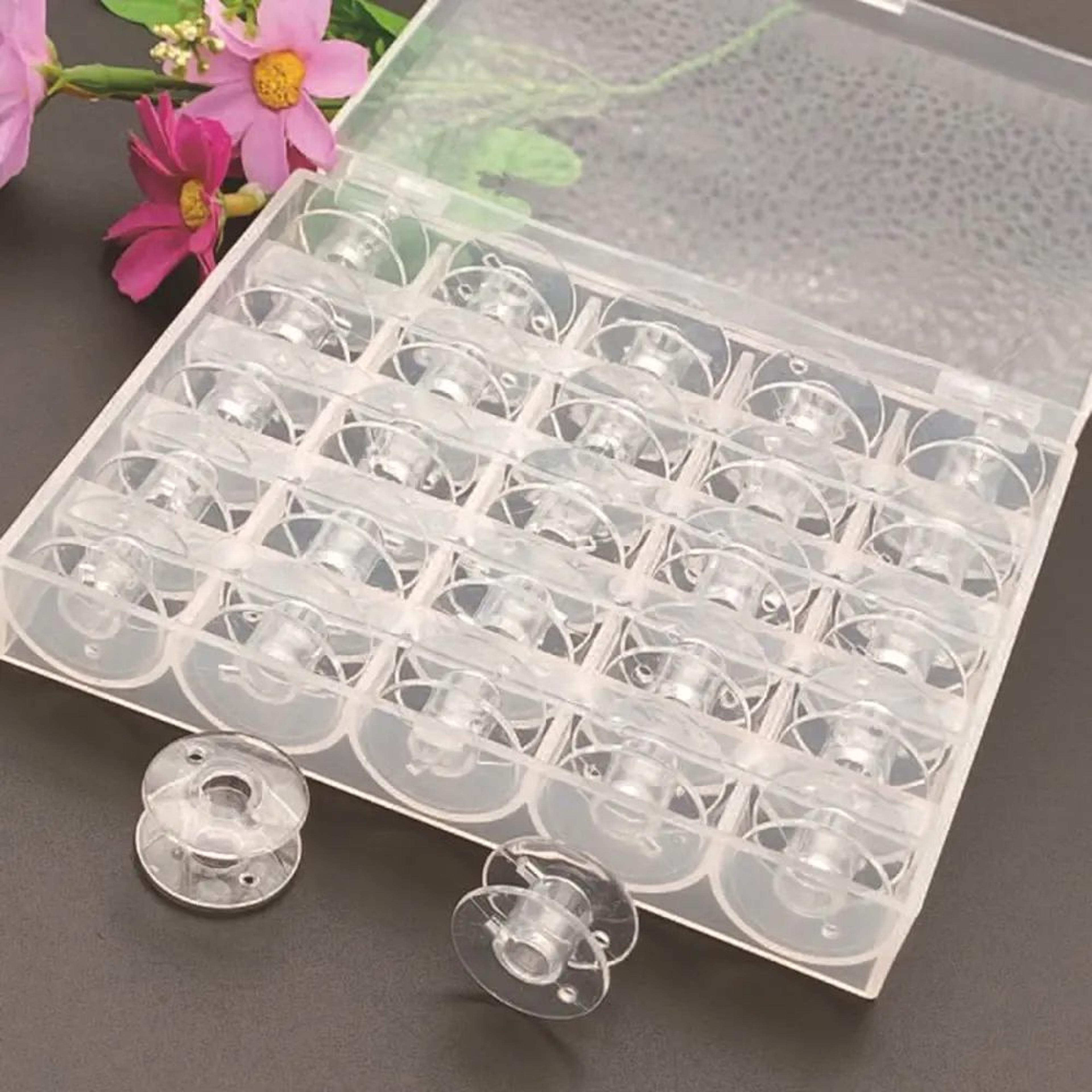 Clear Plastic Sewing Machine Bobbins With Storage Box  Bottom Thread Spool Set For Brother Janome H 1