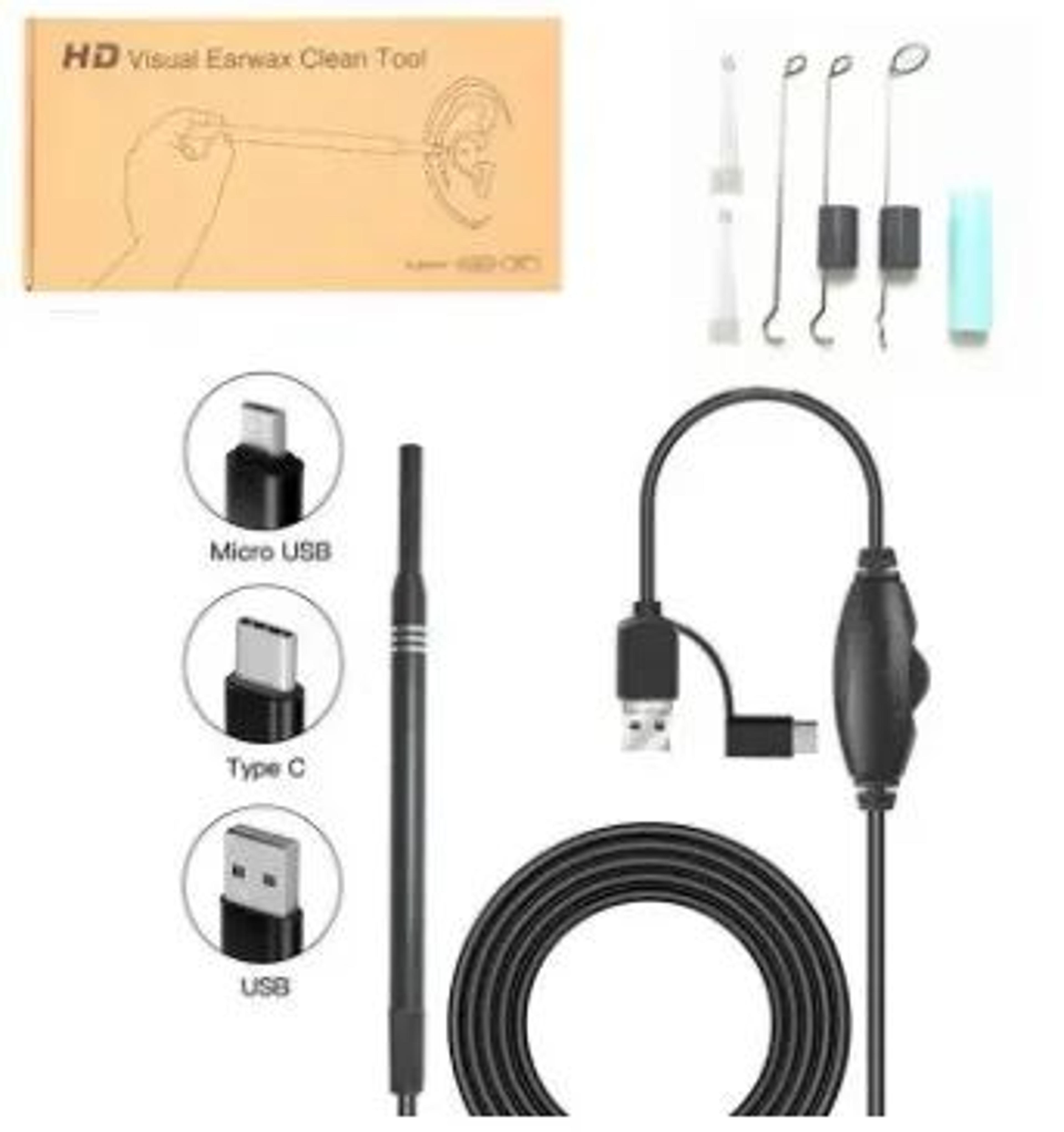 HD Visual Earwax Removal Tool With USB Mini Camera Endoscope Ear Spoon Cleaner LED Light Safe Ear C 6