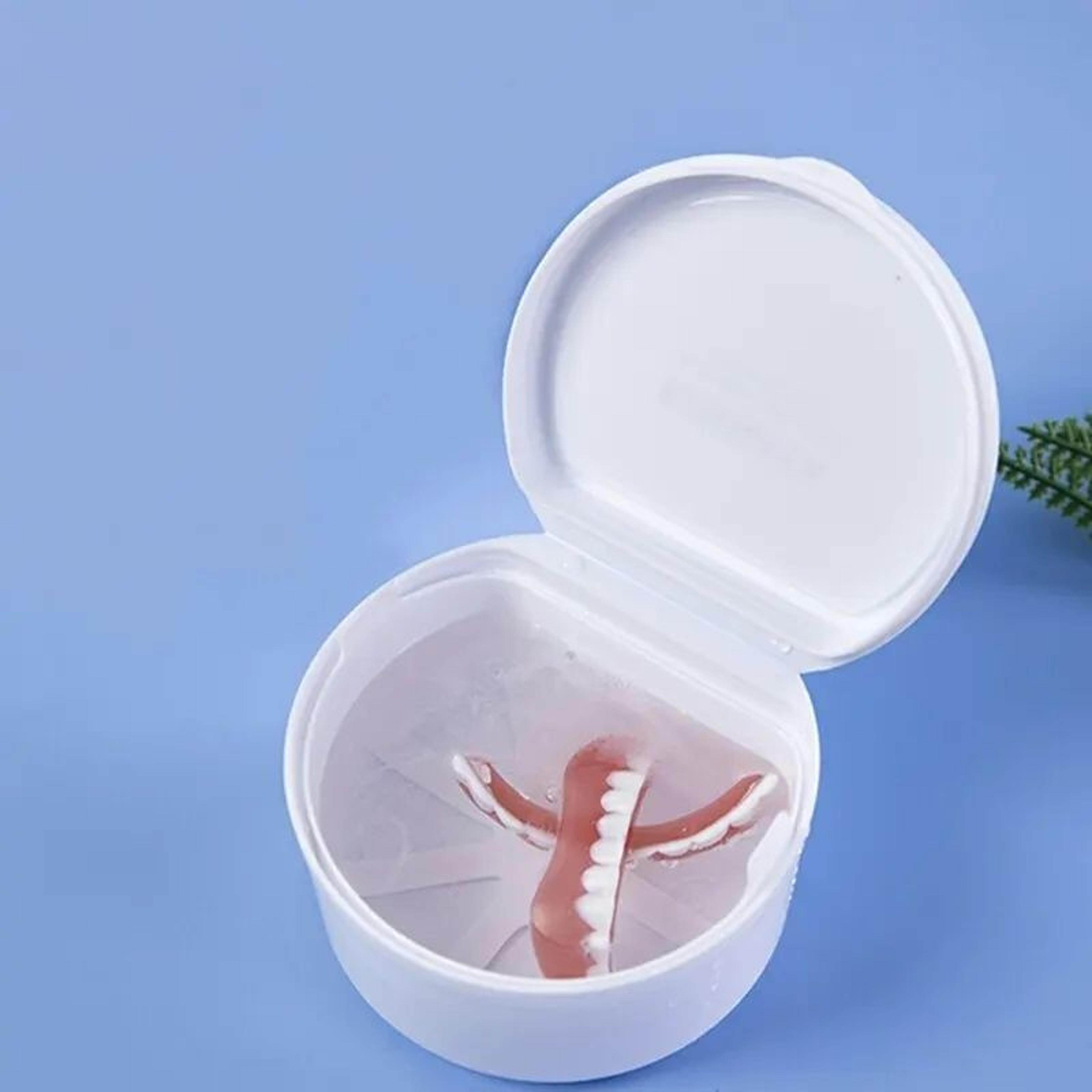 Denture Cleaning Box With Strainer Basket  Magnetic Lid Dental Retainer Holder Case For Orthodontic 7