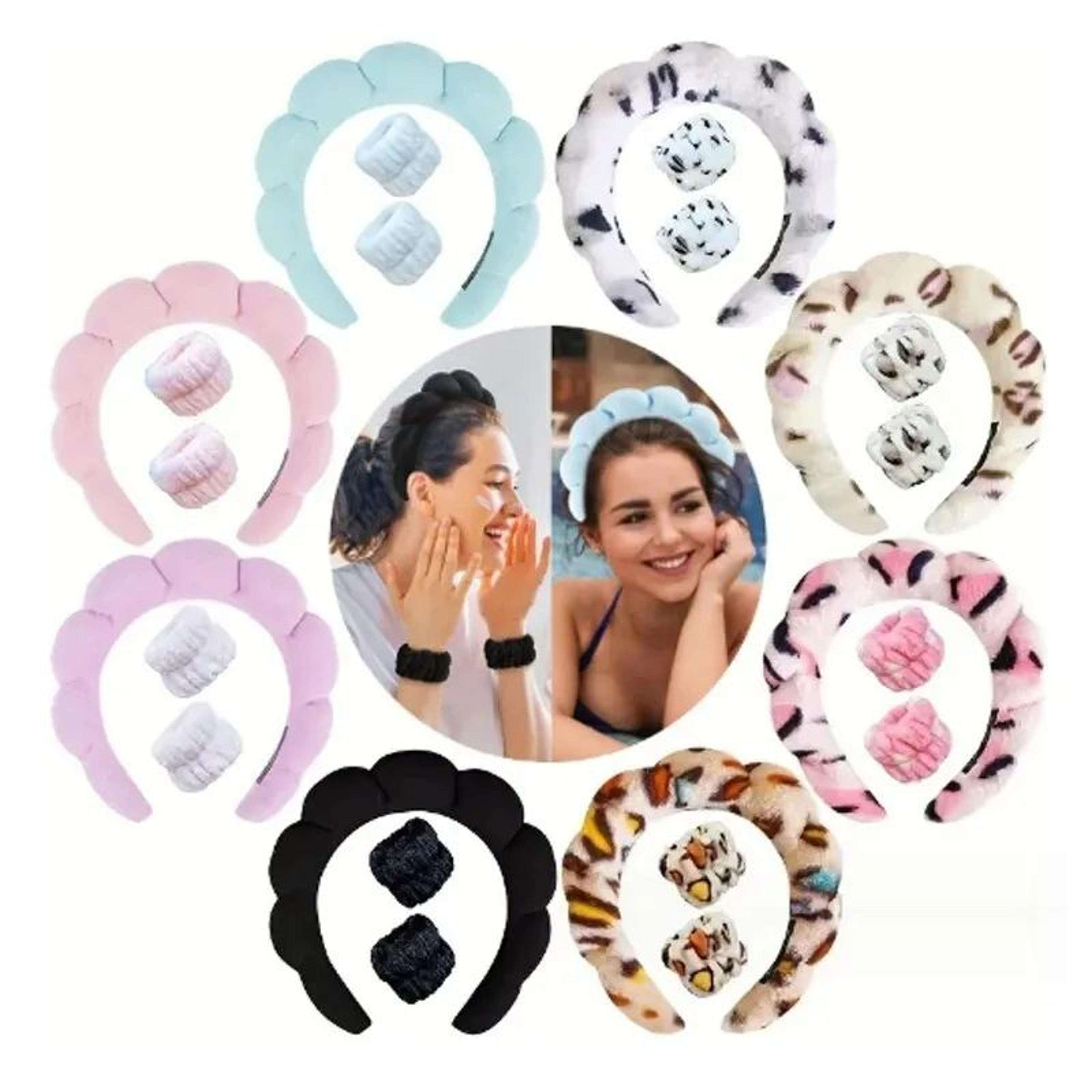 Cute Cloud Spa Headband Set With Wristbands For Face Washing  Makeup Removal Soft AntiSlip Shower S 2