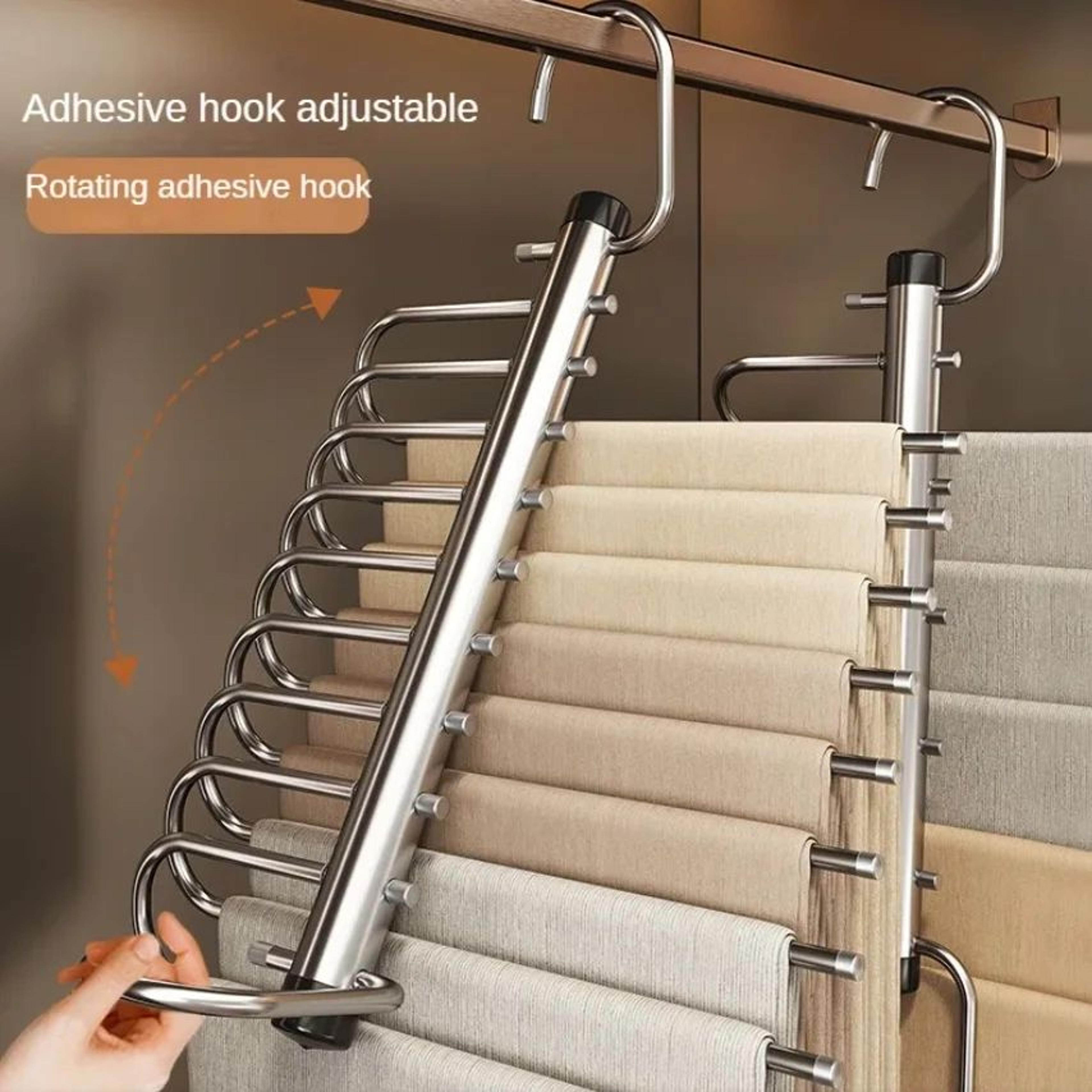 Foldable Stainless Steel Pants Hanger SpaceSaving Trouser Rack With AntiSlip Clips For Closet Wardr 2