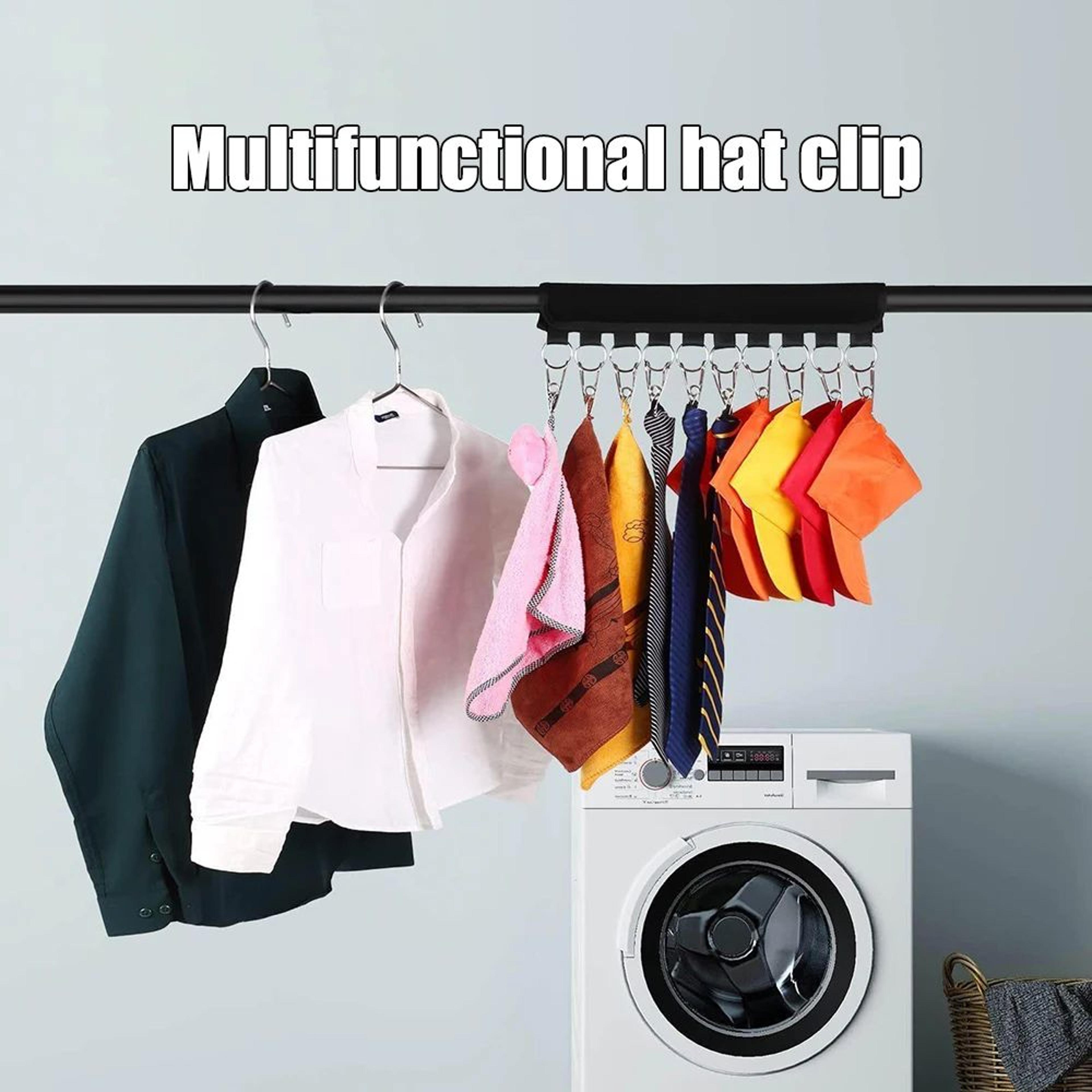 8Clip Hat Organizer Hanging Strap With Velcro  Stainless Steel Clips NoDrill Vertical Storage For C 1
