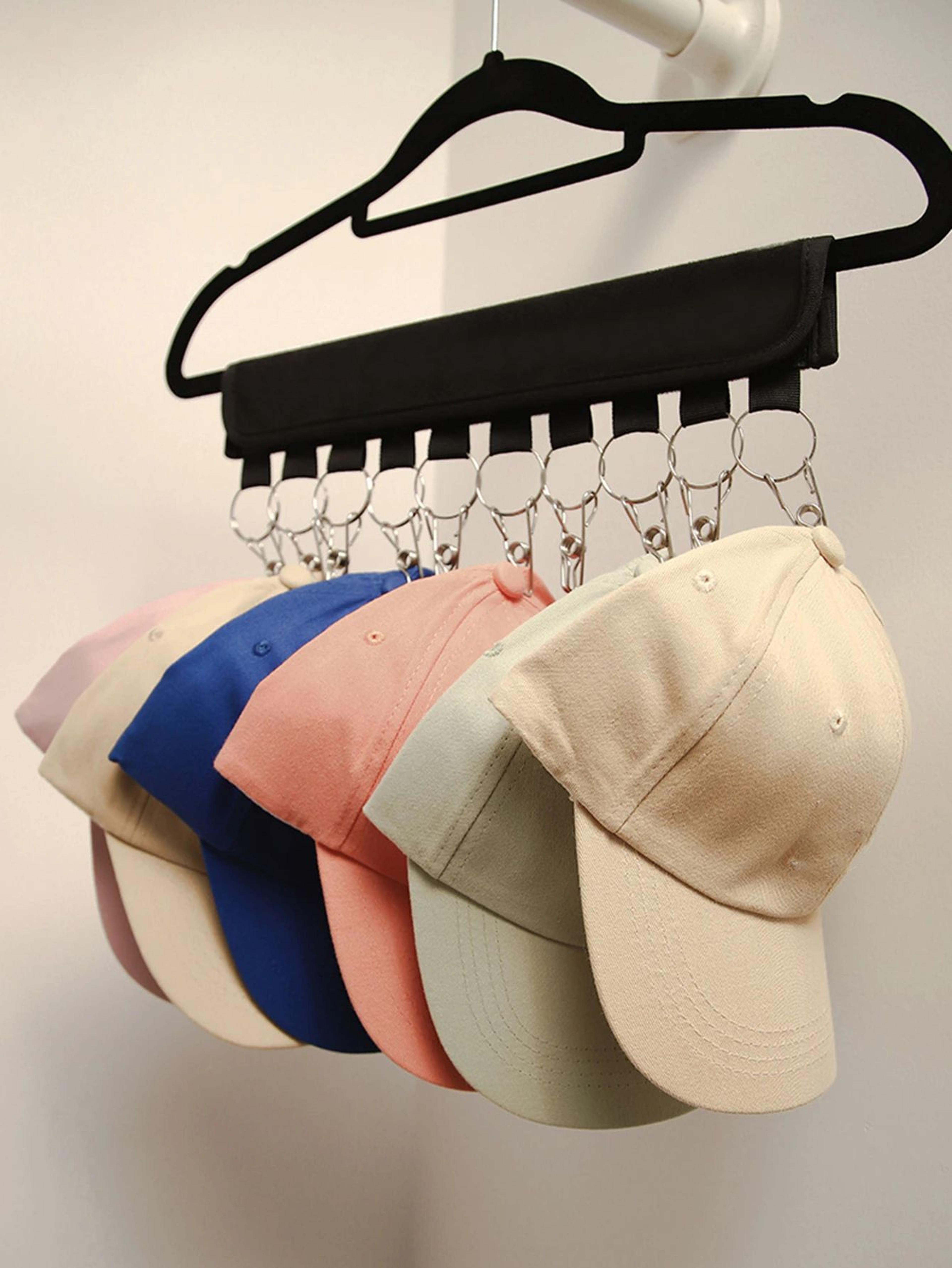 8Clip Hat Organizer Hanging Strap With Velcro  Stainless Steel Clips NoDrill Vertical Storage For C 6