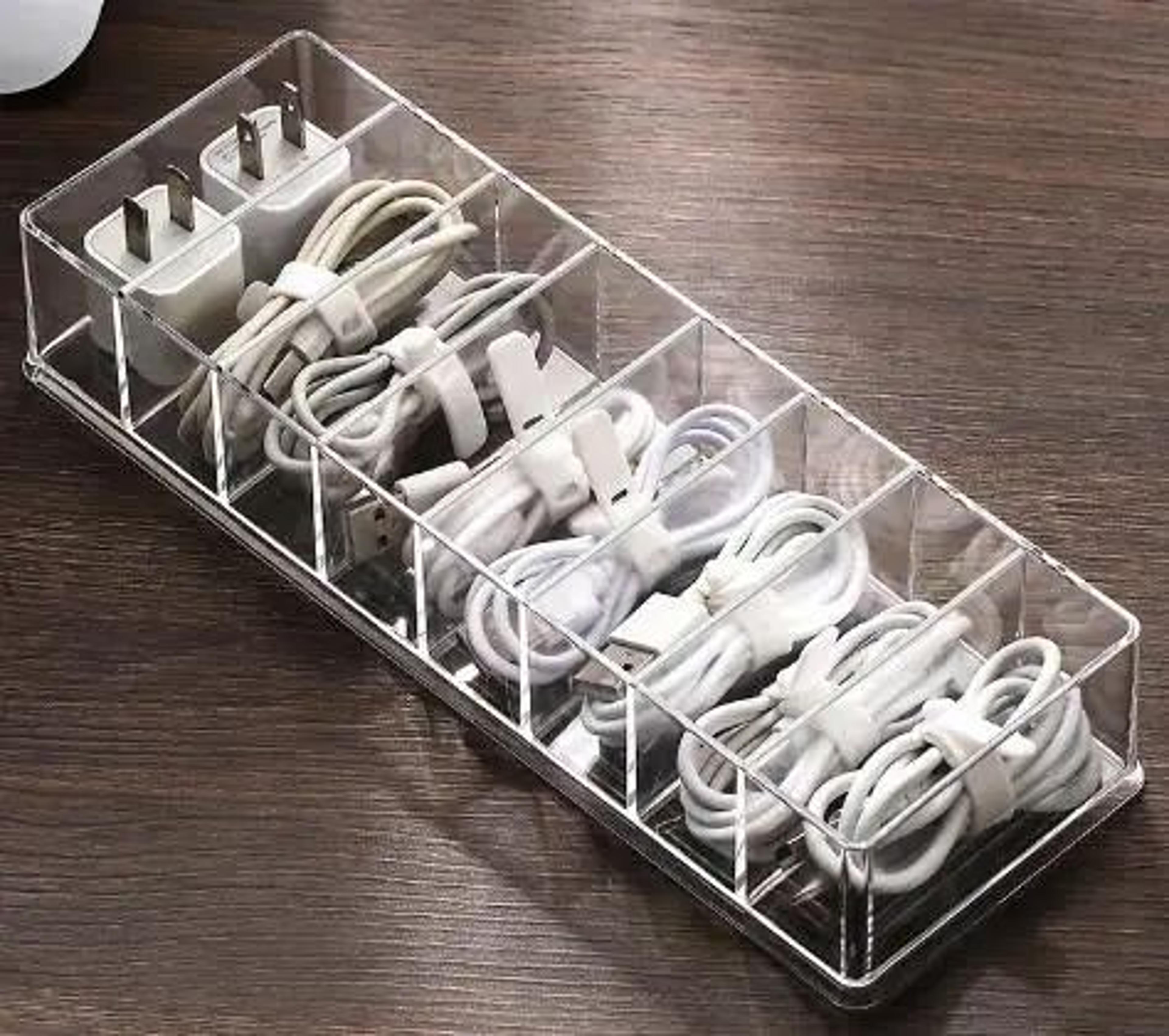 Dustproof Cable Management Box Desktop Cord Organizer For Power Strip Hub Chargers Phone Cables Wit 7