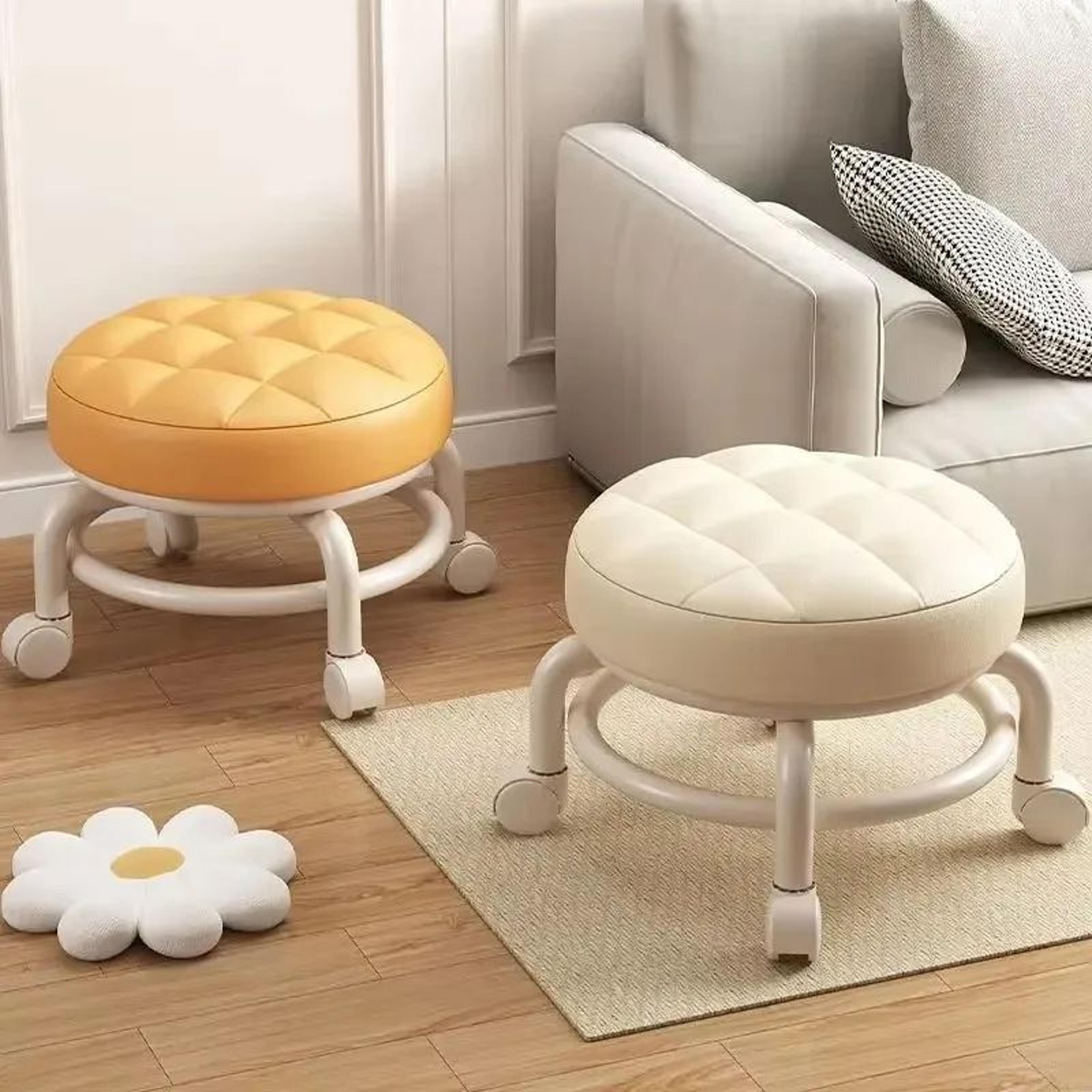 Kids Rolling Shoe Changing Stool Round Seat With Universal Wheels Low Portable Footrest Chair For H 0