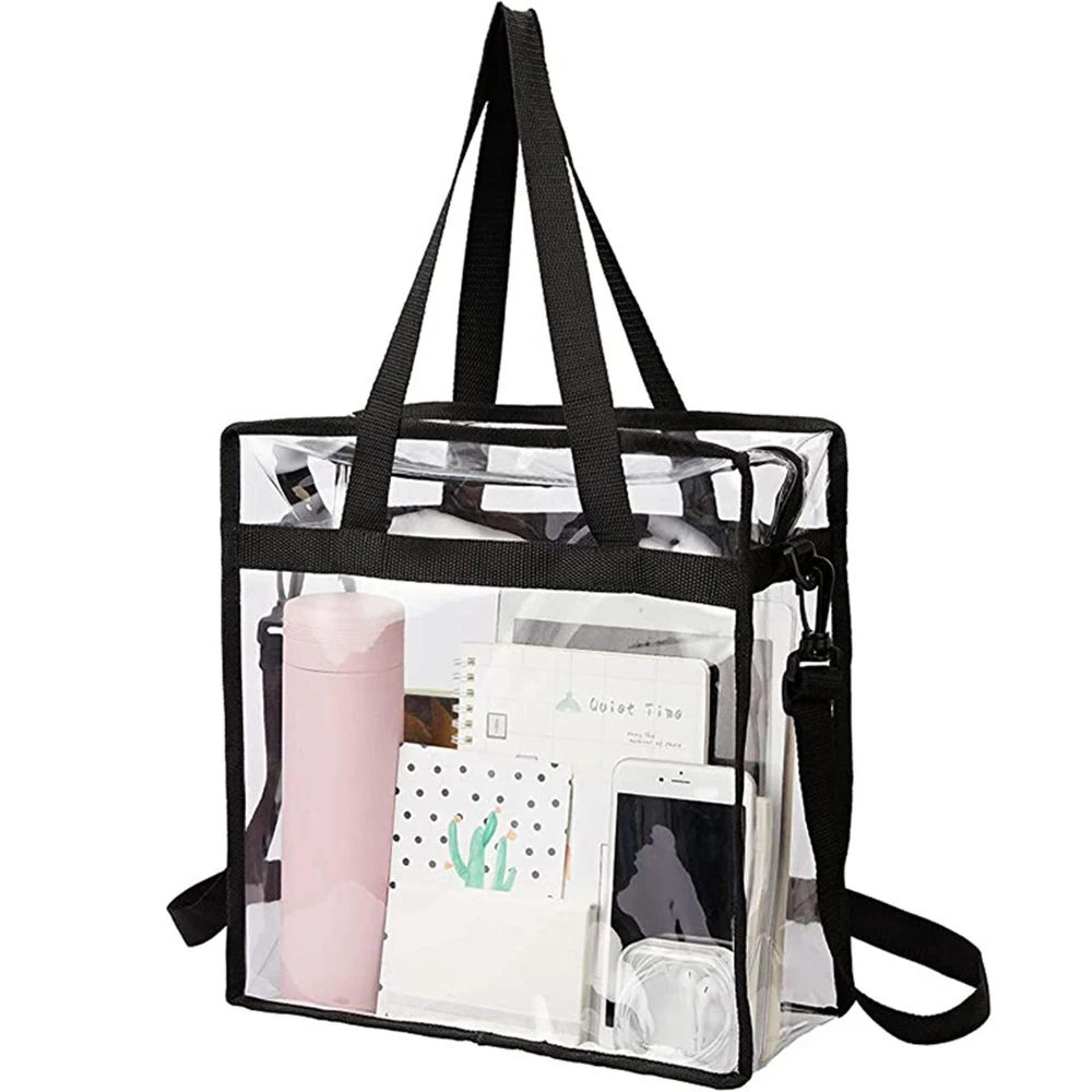 Clear PVC Tote Bag Waterproof Transparent Large Capacity Gym Swim Travel Carryall With Reinforced H 4