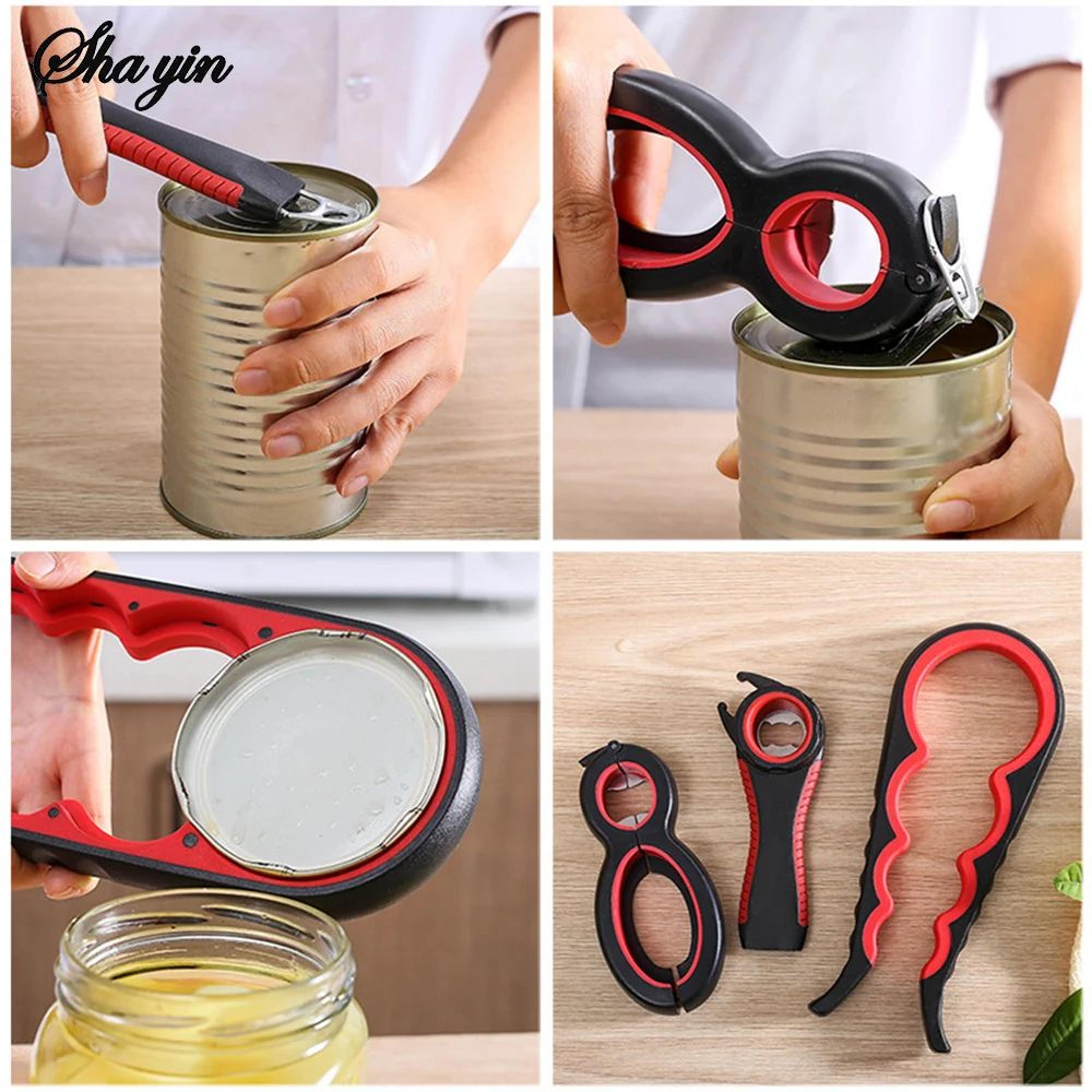6in1 Jar Opener  4in1 Bottle Opener Set  NonSlip Lid Gripper Kitchen Tool For Seniors Arthritis  We 1