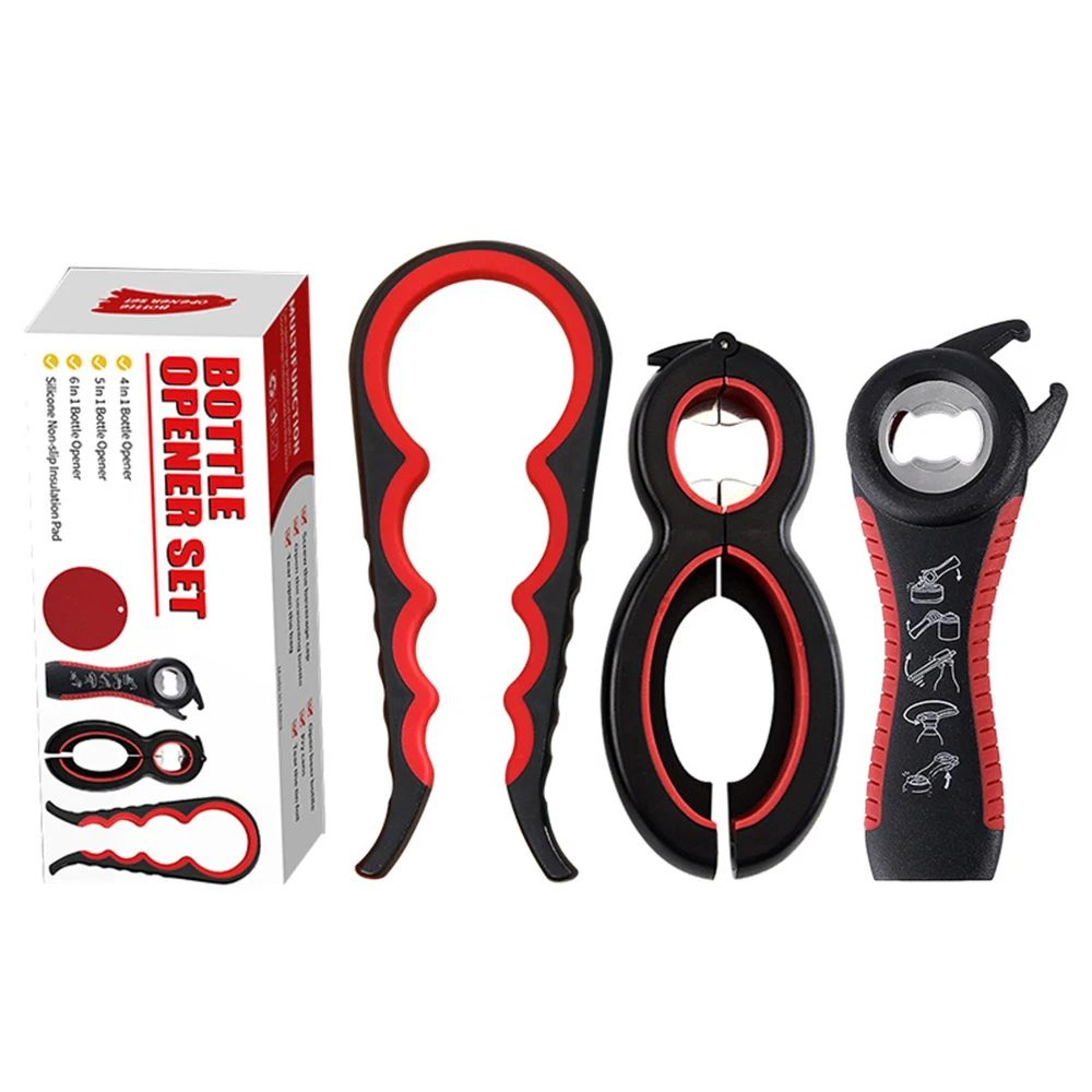 6in1 Jar Opener  4in1 Bottle Opener Set  NonSlip Lid Gripper Kitchen Tool For Seniors Arthritis  We 6