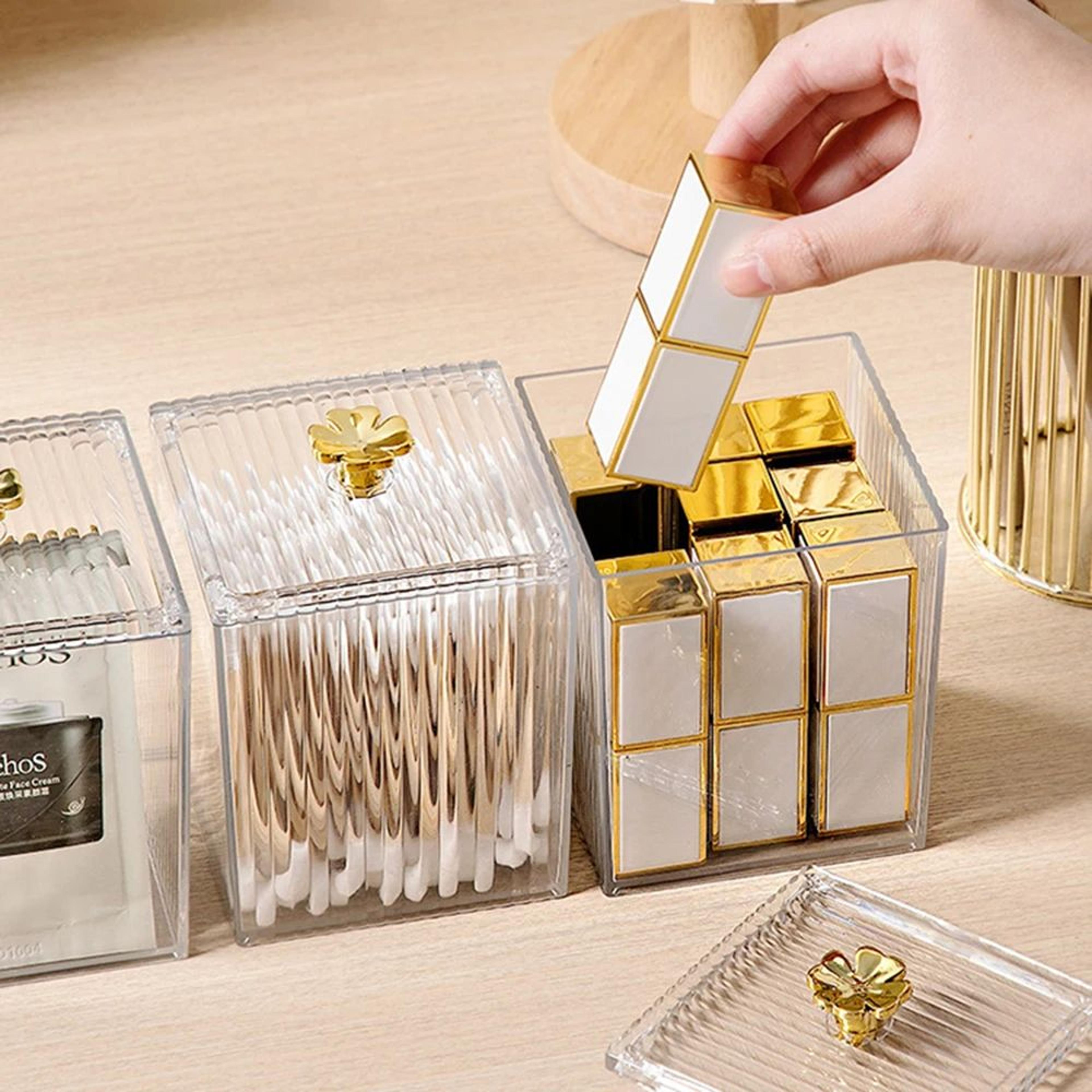 Acrylic Transparent Makeup Storage Box  Dustproof Cotton Swab Holder Organizer For Lipstick Cosmeti 1