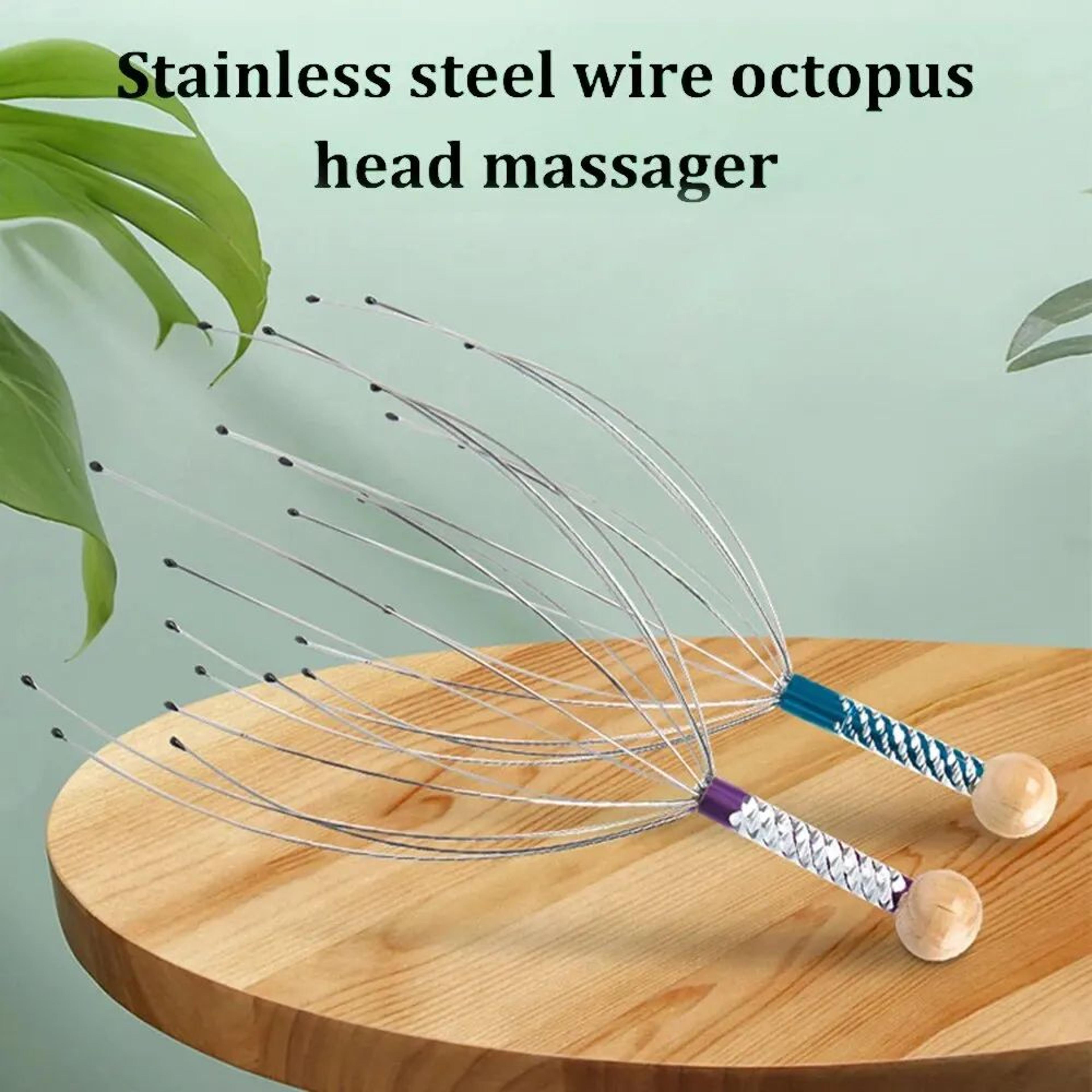 octopus head massager claw scalp scratcher for pets & humans random color wooden stress relief tool portable relaxation