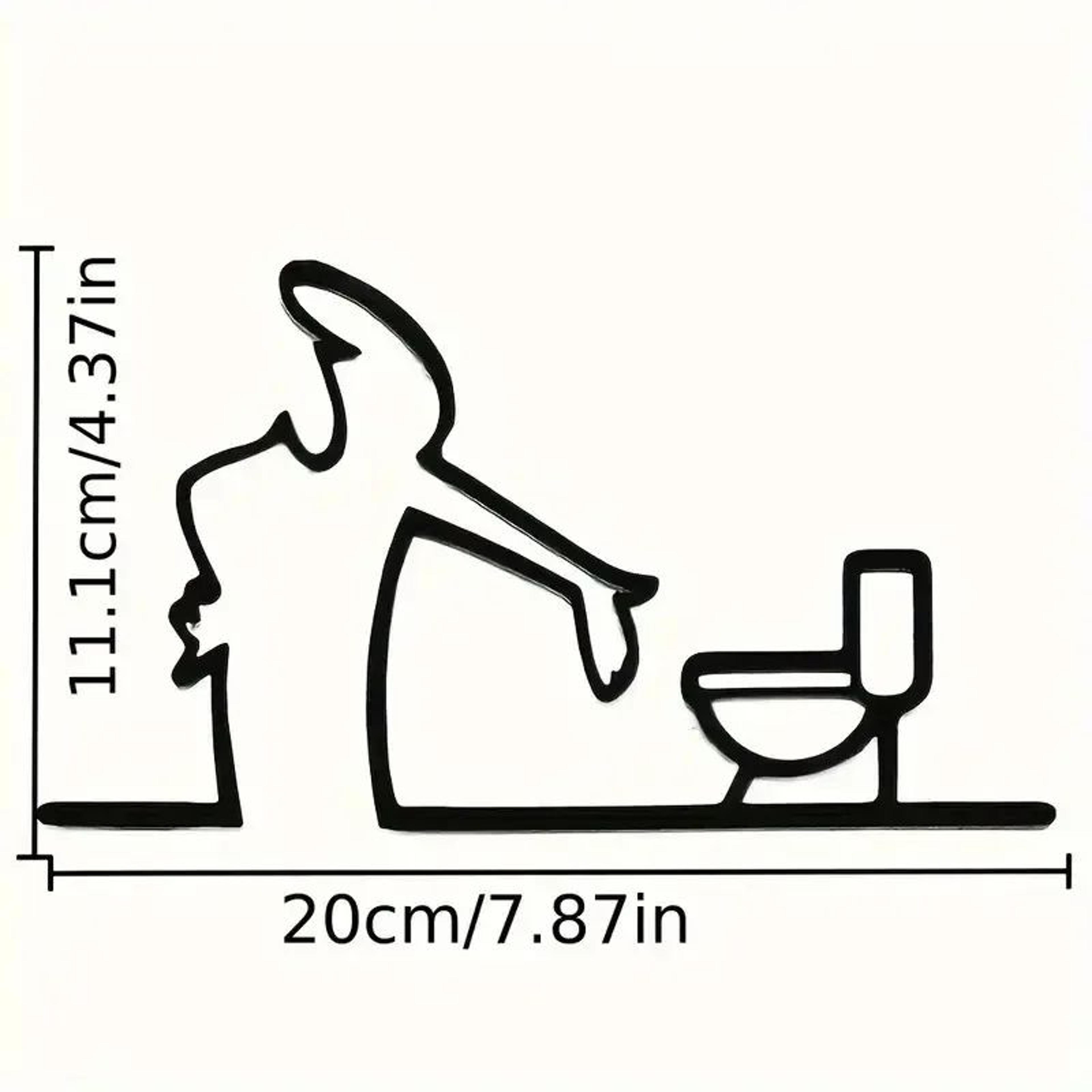 Modern Metal WC Toilet Wall Sign Decor Black Iron Bathroom Door Plate Self Adhesive 2D Flat Wall Ar 6