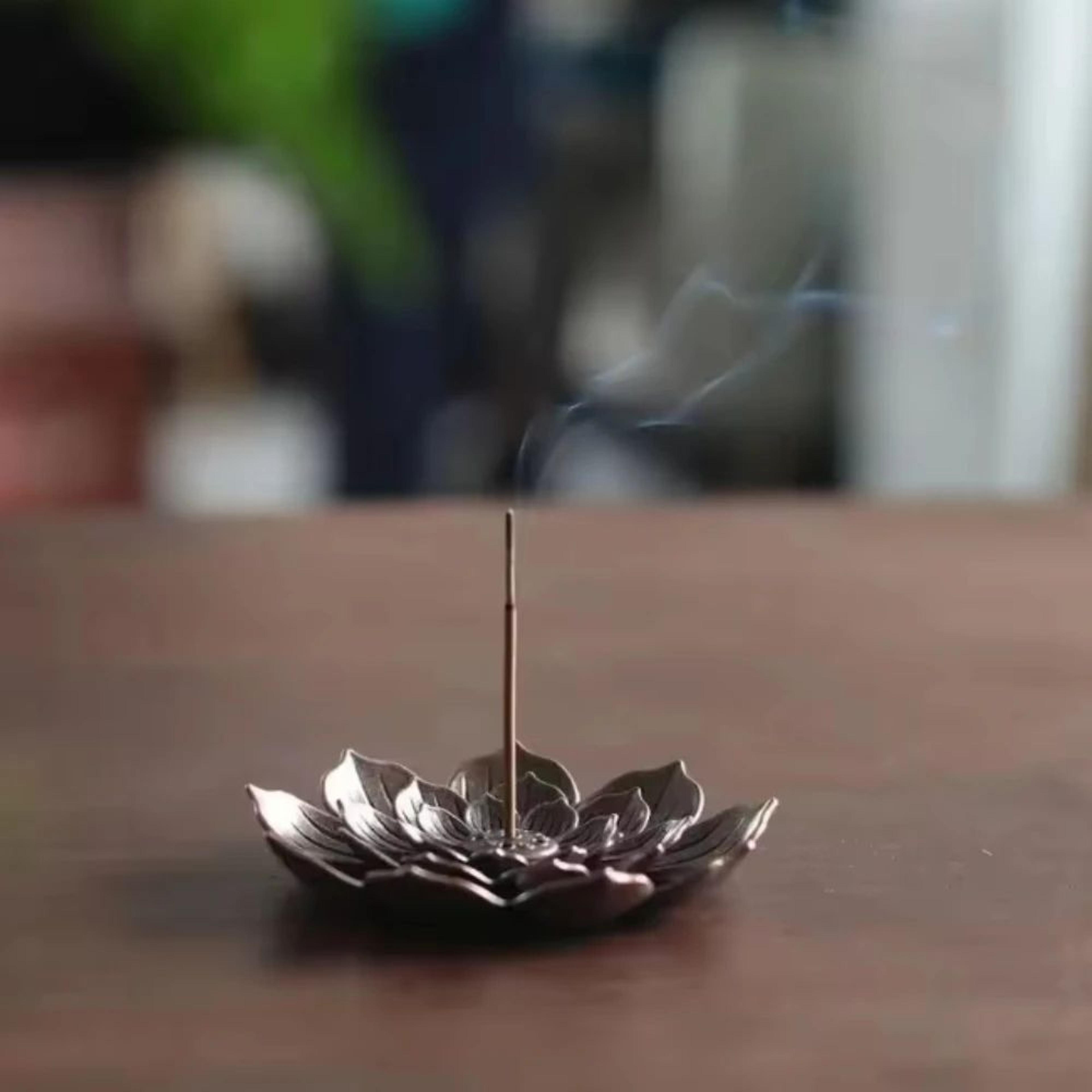 Antique Lotus Alloy Incense Burner Plate MultiHole Stick Holder For Buddha Incense Home Decor Ash C 5