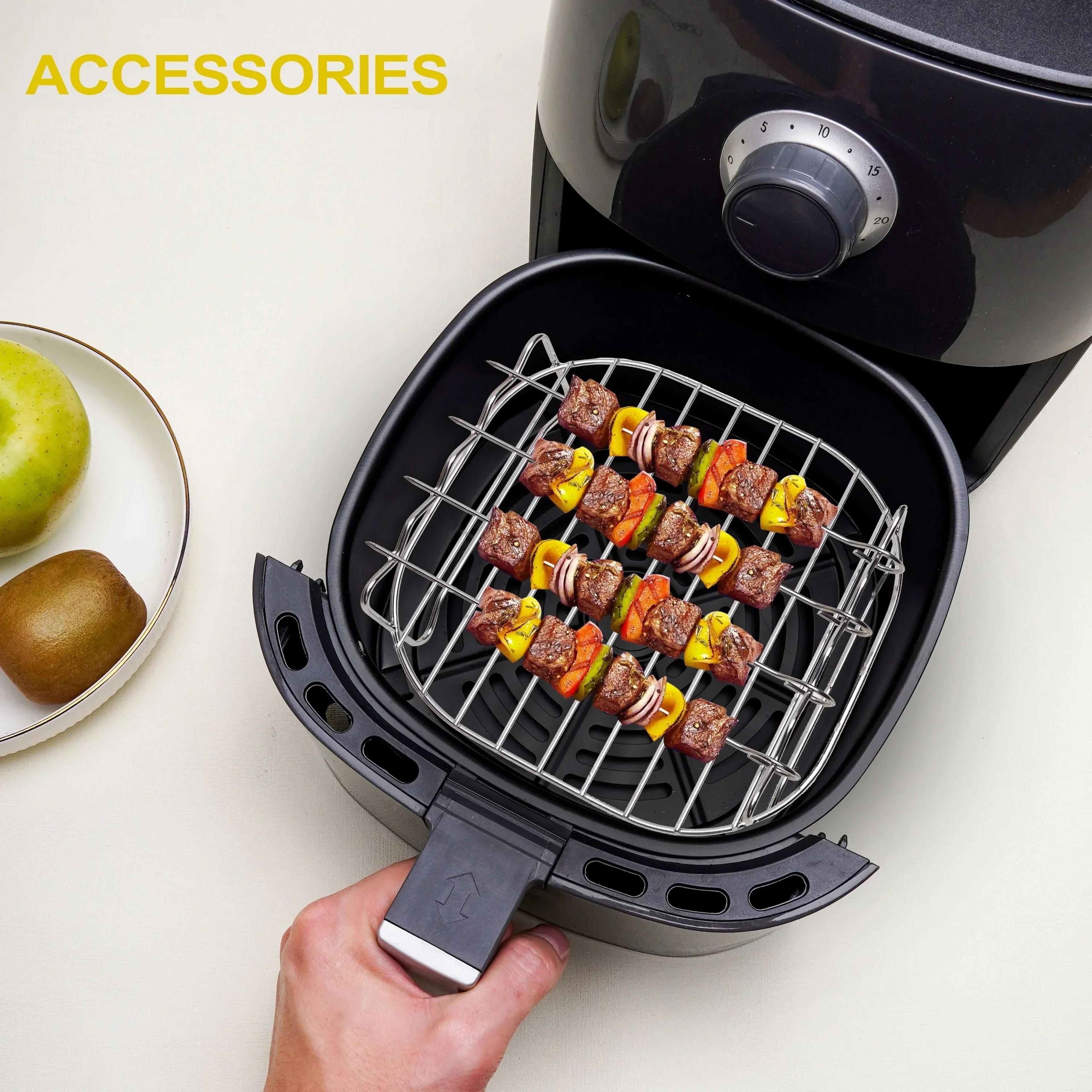 BBQ Stainless Steel DoubleLayer Skewer Rack  Nonstick Tray  Air Fryer Accessories For Baking  Grill 3