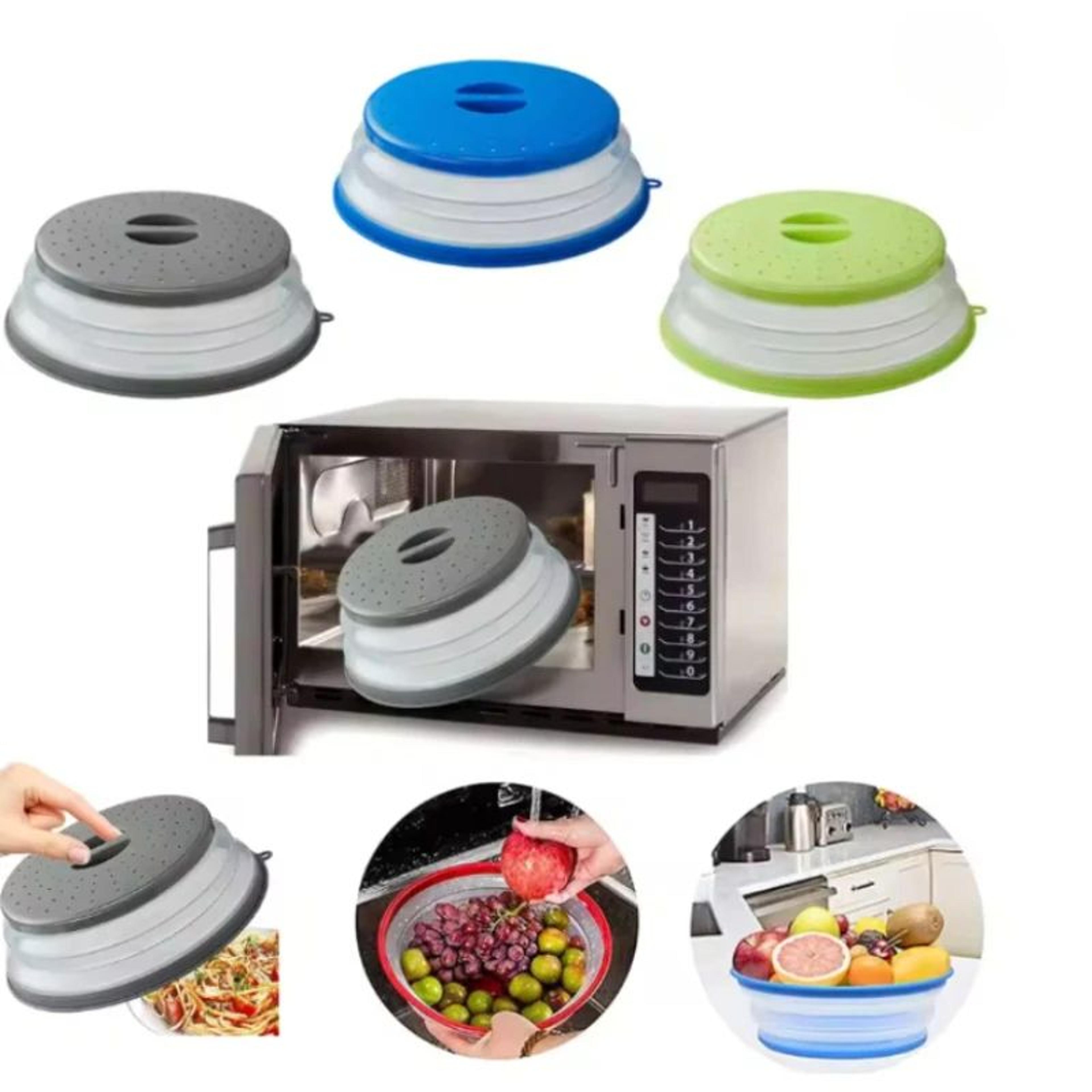 Collapsible Microwave Splatter Cover  Drainer Basket  SplashProof Food Plate Lid For Reheating Stea 0