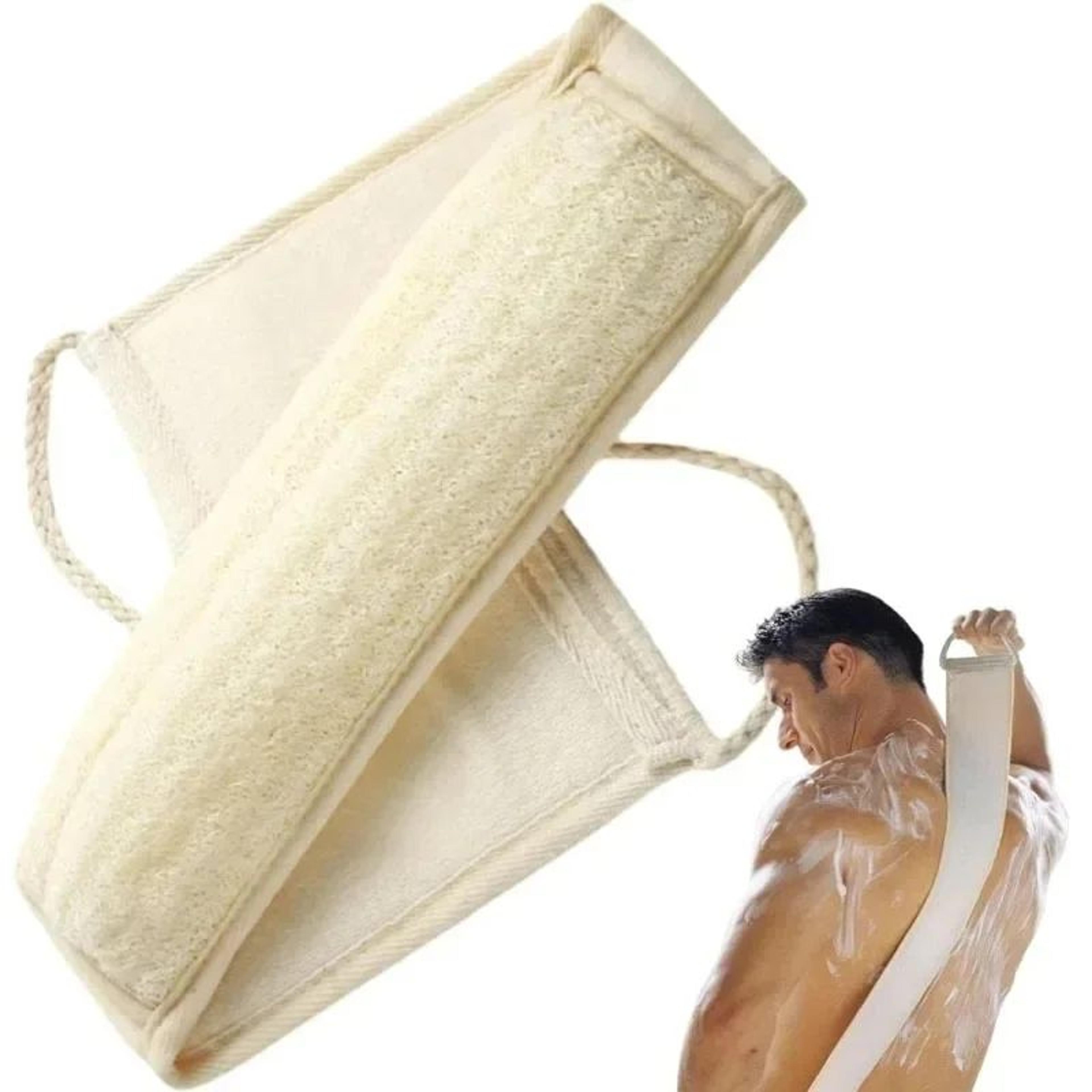 Natural Loofah Back Scrubber Exfoliating Massage Strip With Handles  Long Body Cleaning Belt For Sm 1